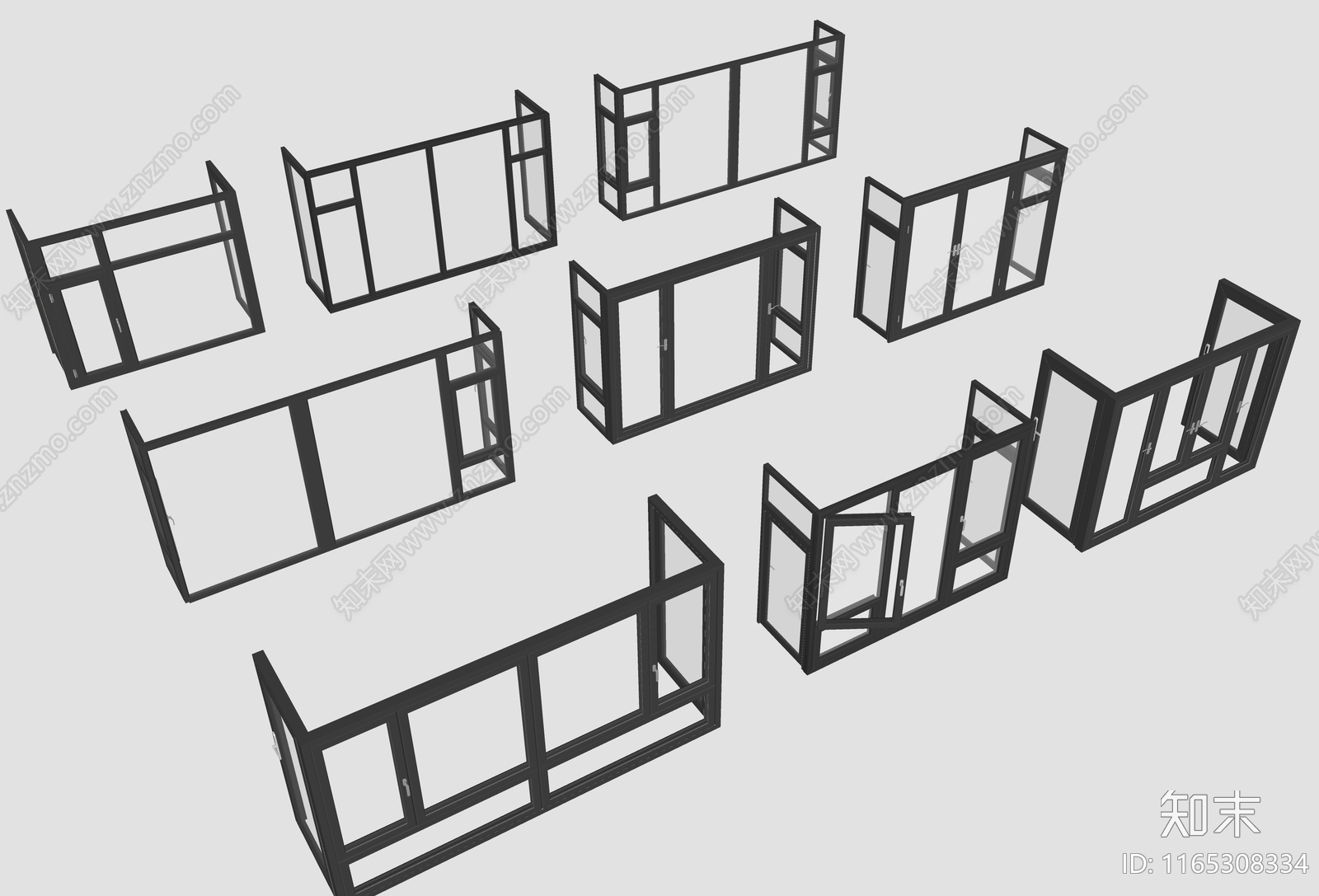 现代窗户组合SU模型下载【ID:1165308334】