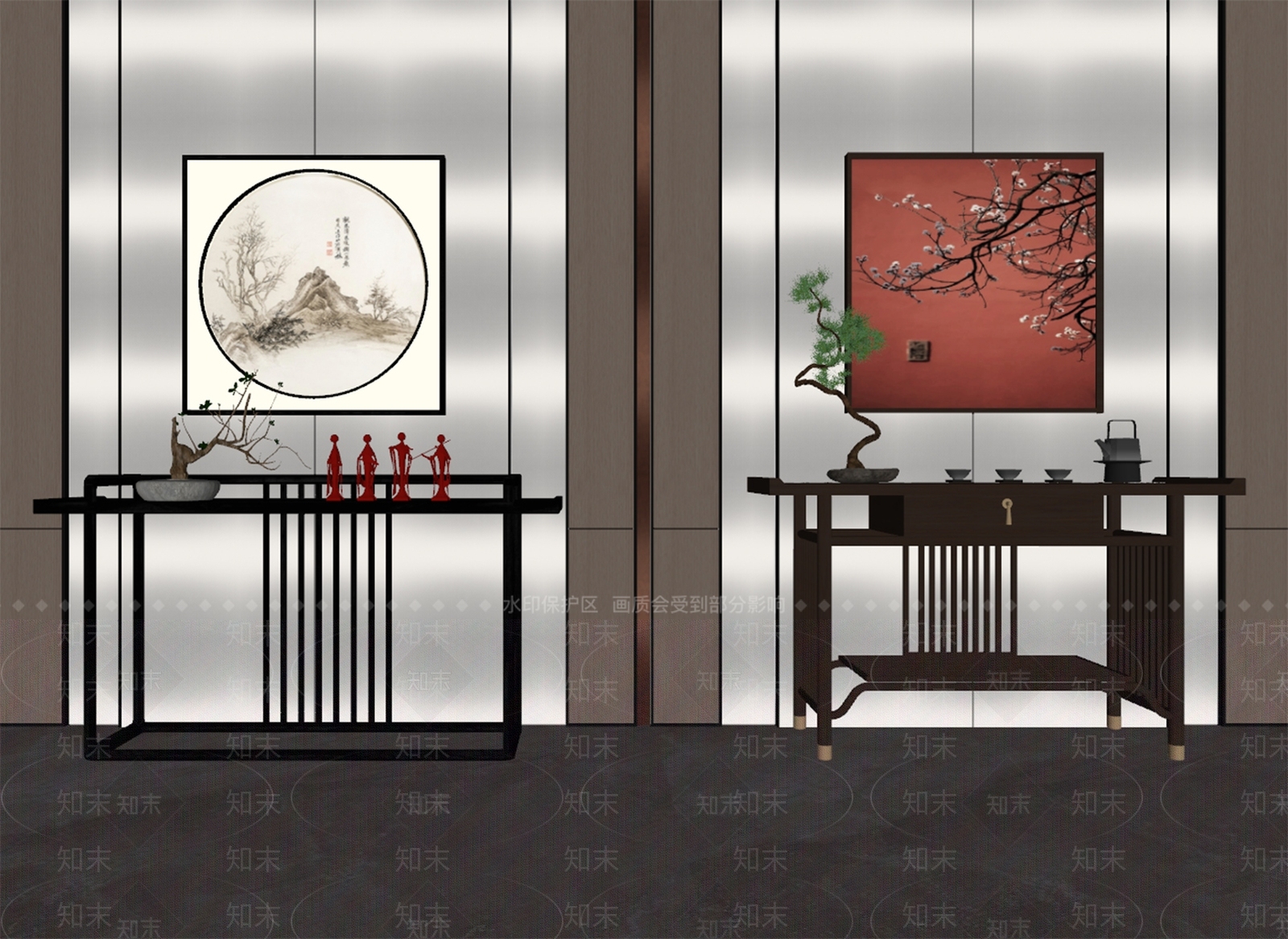 新中式中式条案SU模型下载【ID:1165310126】