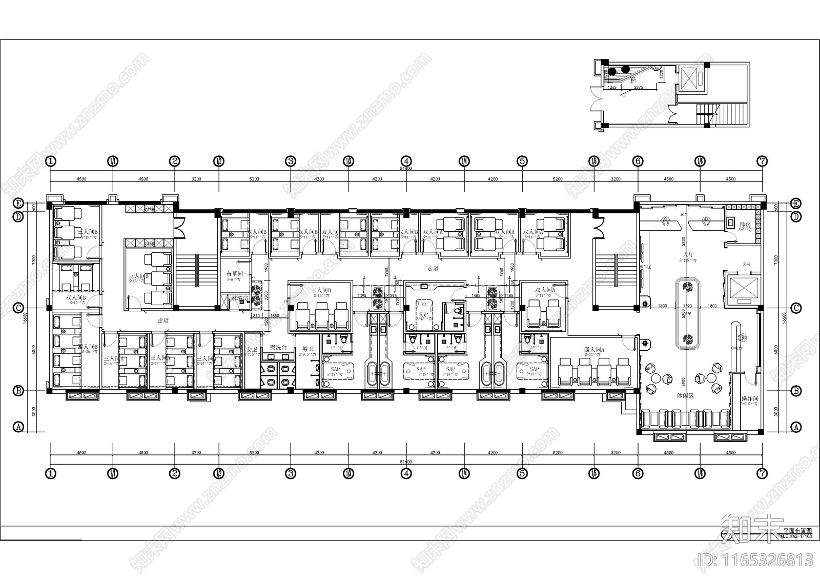 现代足浴店施工图下载【ID:1165326813】