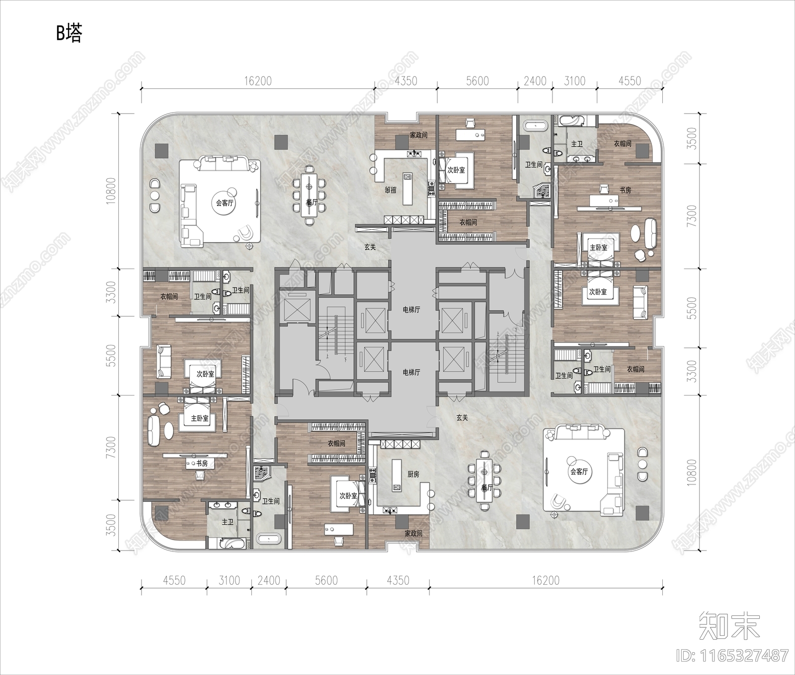 现代酒店建筑施工图下载【ID:1165327487】