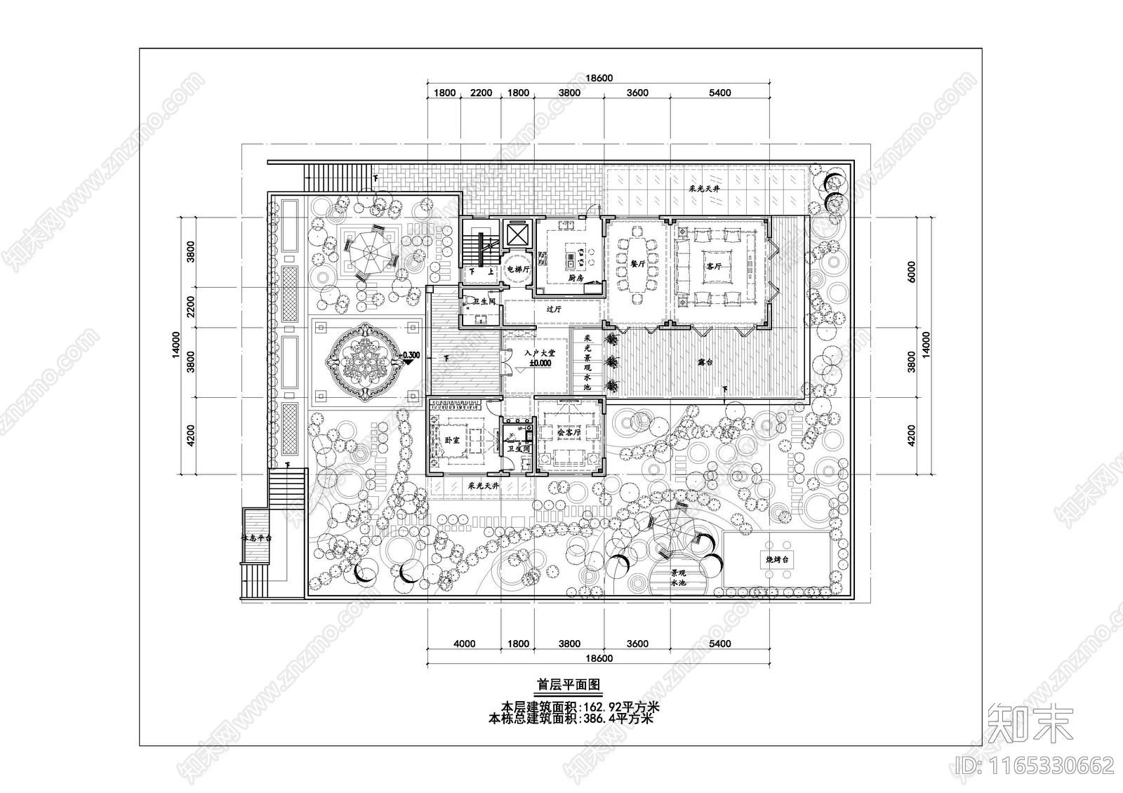 现代新中式别墅建筑施工图下载【ID:1165330662】