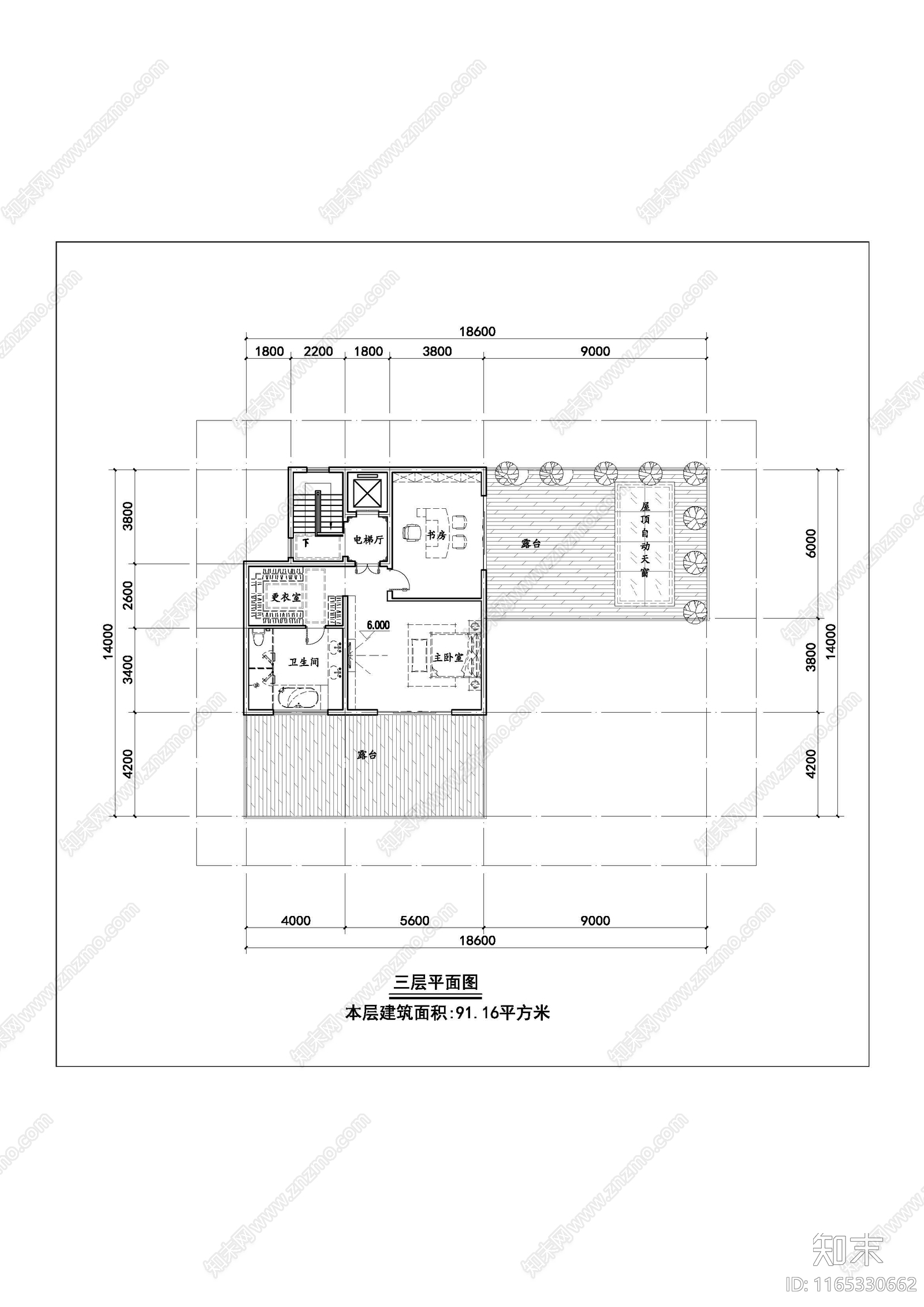 现代新中式别墅建筑施工图下载【ID:1165330662】