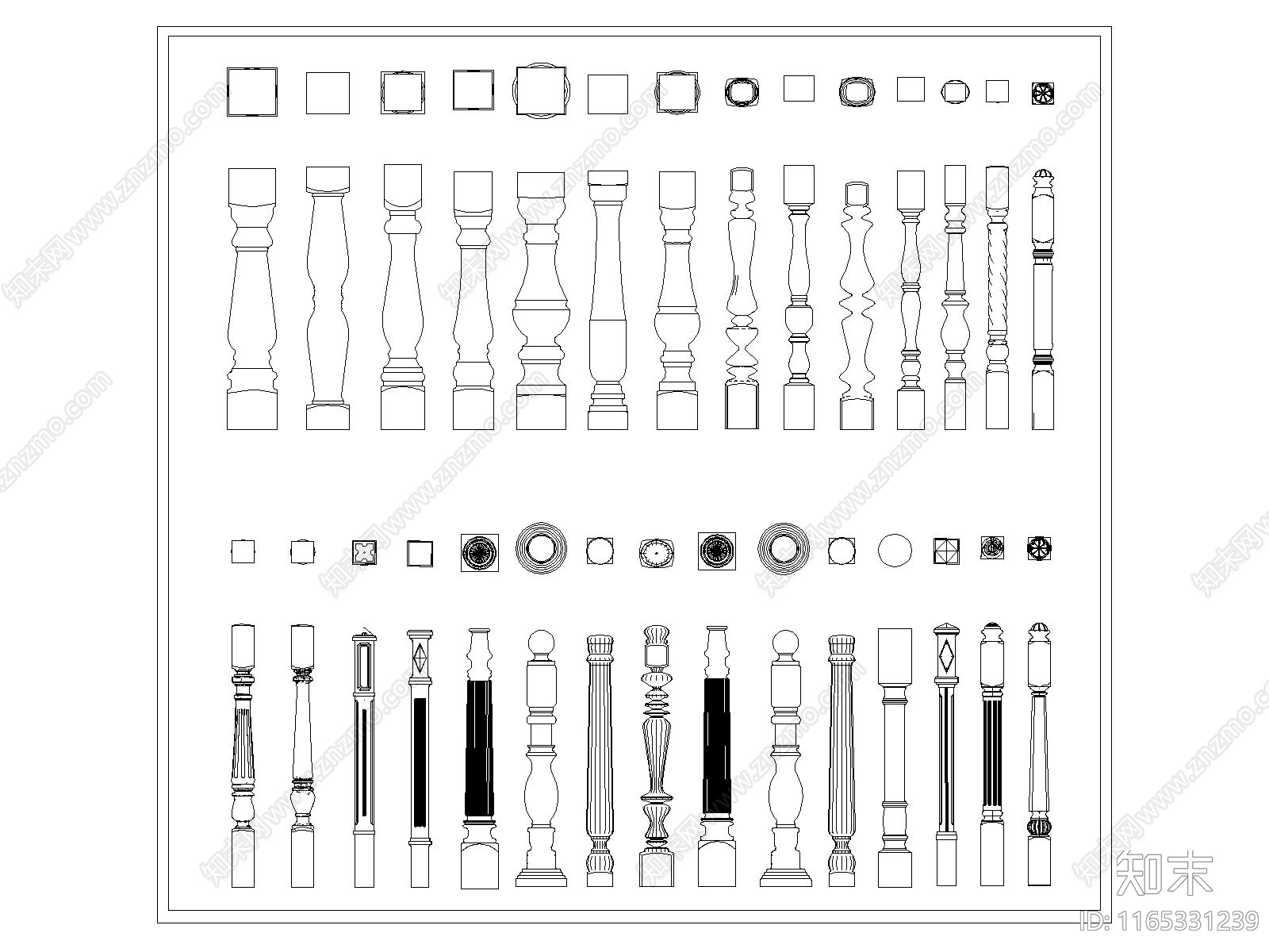 现代栏杆施工图下载【ID:1165331239】
