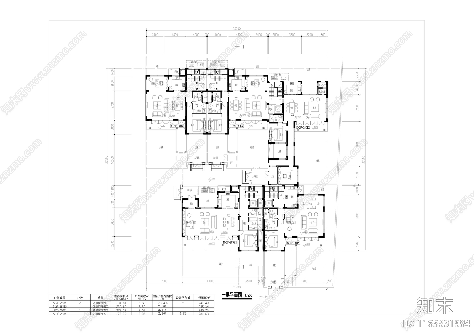 新中式中式别墅建筑cad施工图下载【ID:1165331584】