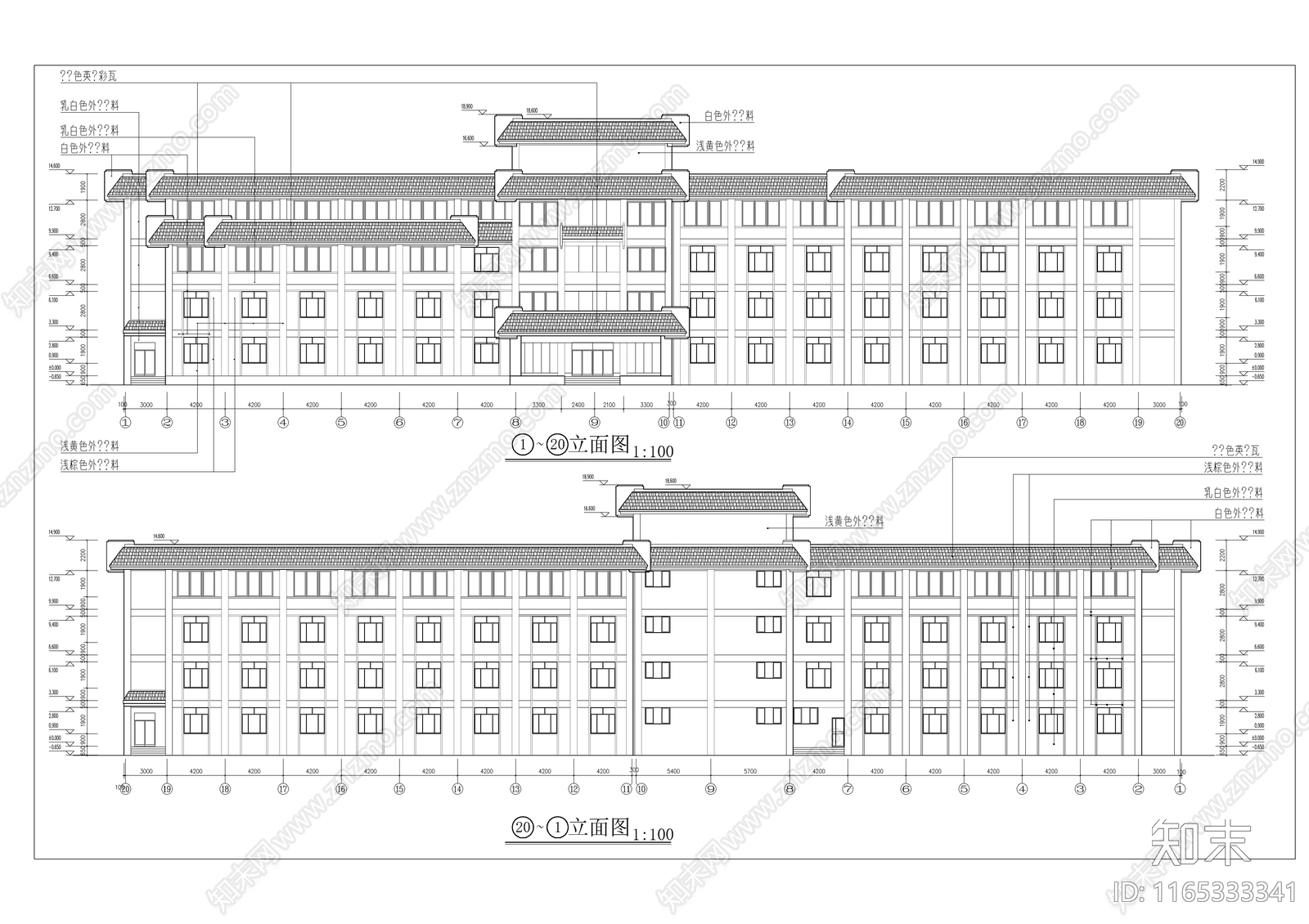 现代酒店建筑施工图下载【ID:1165333341】