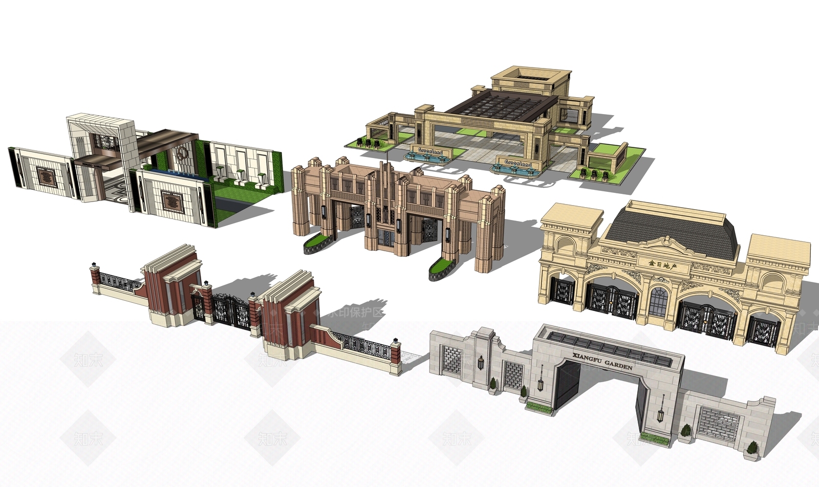 欧式入口大门SU模型下载【ID:1165339450】