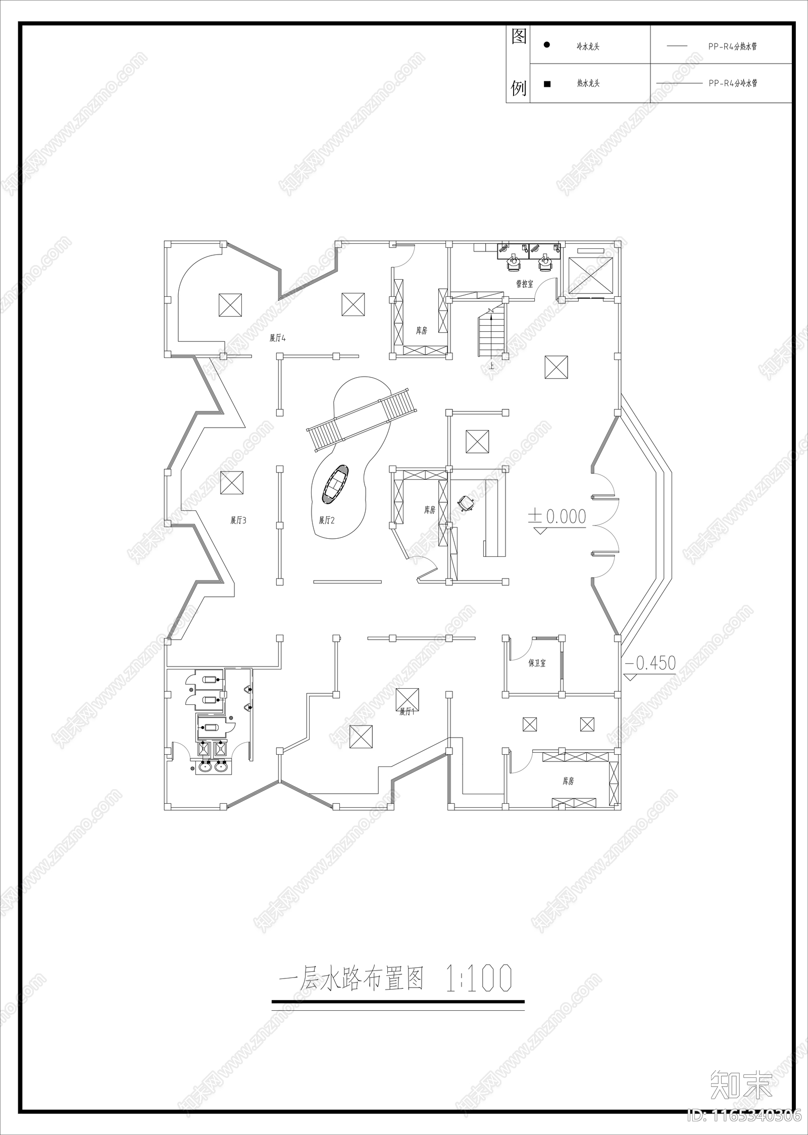 新中式展厅cad施工图下载【ID:1165340306】