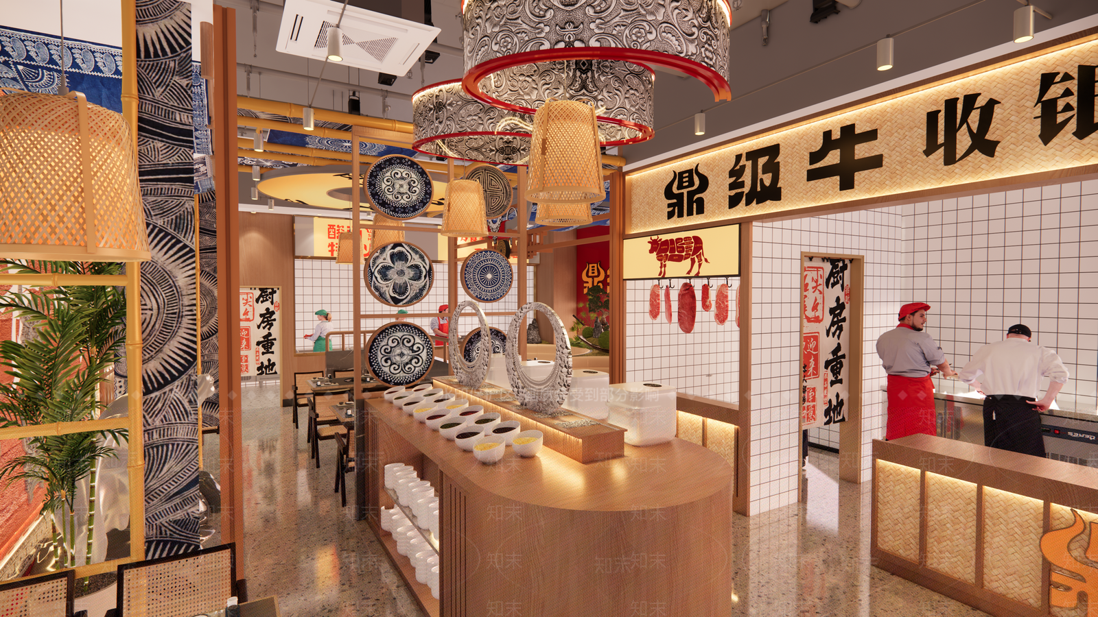现代复古火锅店SU模型下载【ID:1165342617】