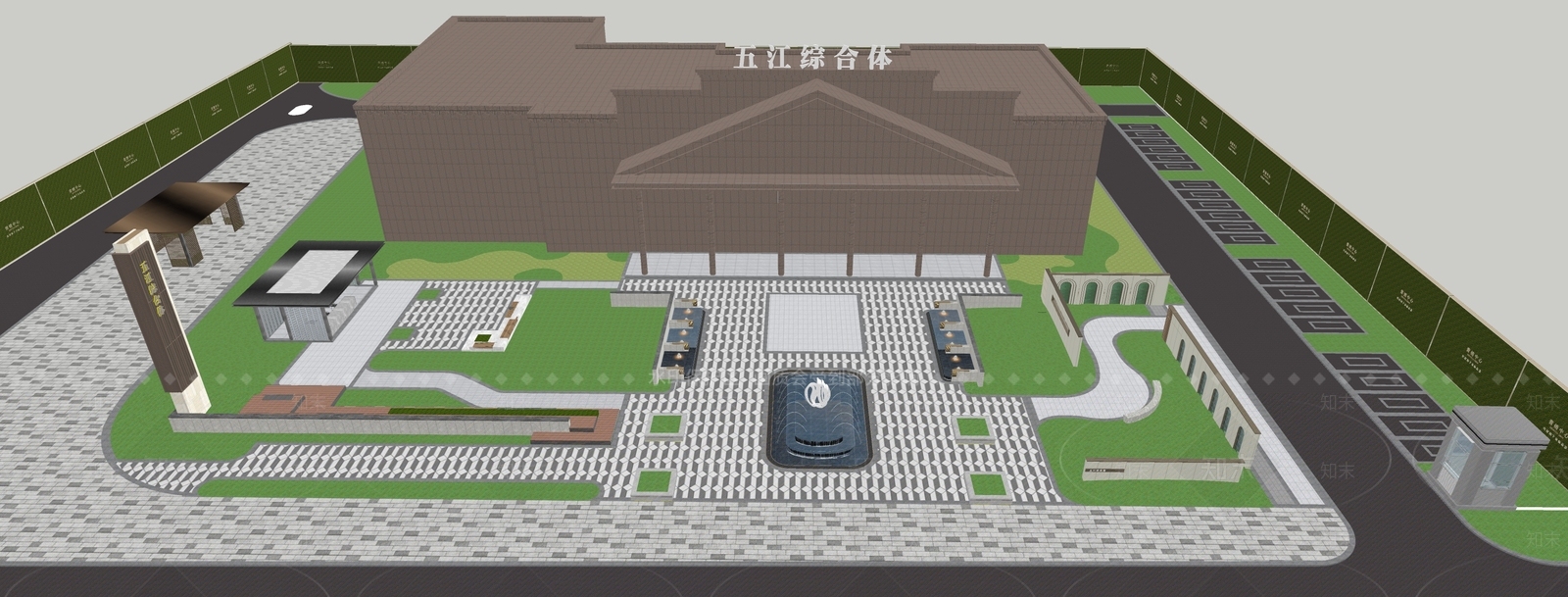 现代小区景观SU模型下载【ID:1165346816】