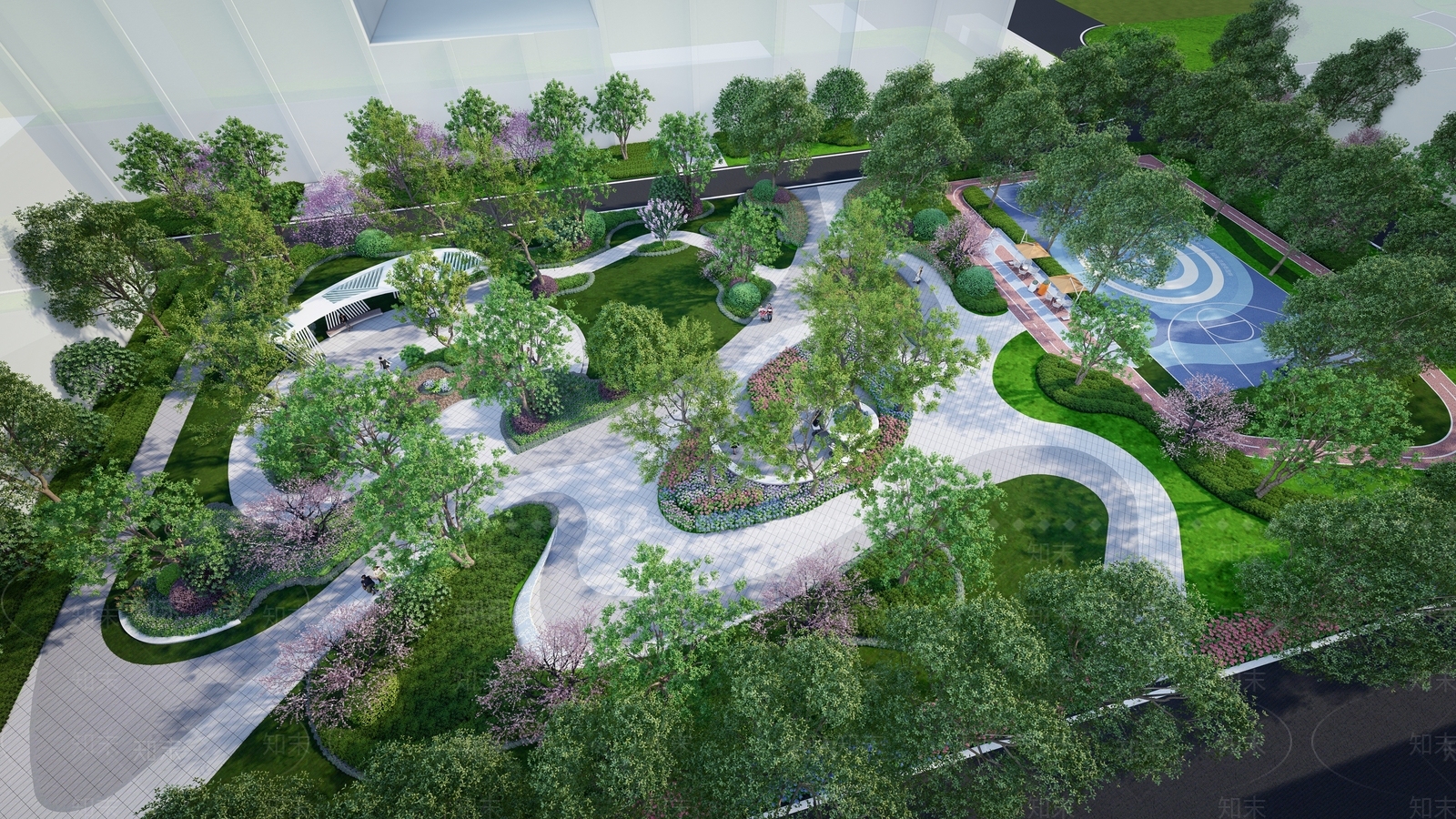 现代办公景观SU模型下载【ID:1165351897】