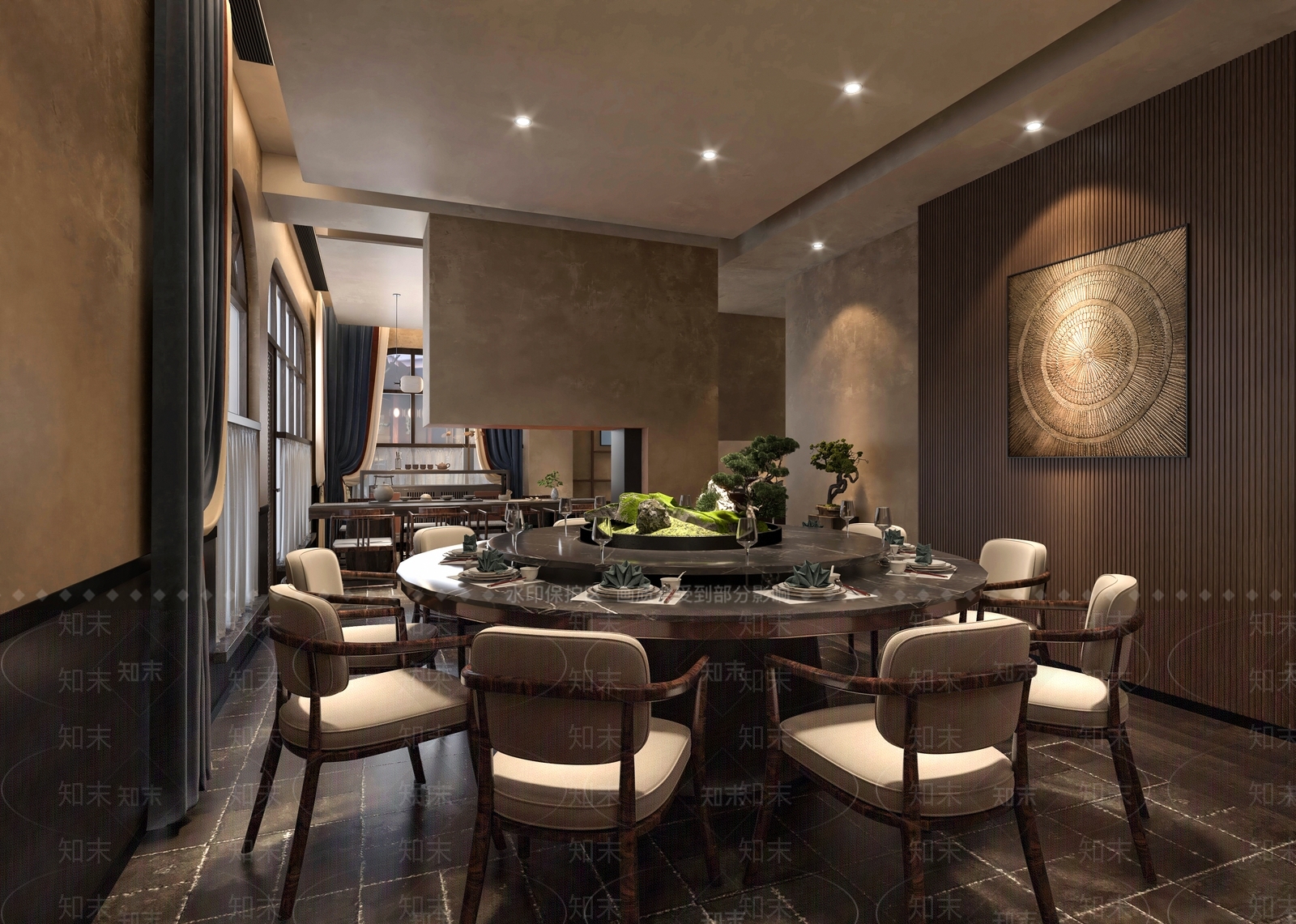 新中式中餐厅3D模型下载【ID:1165356545】