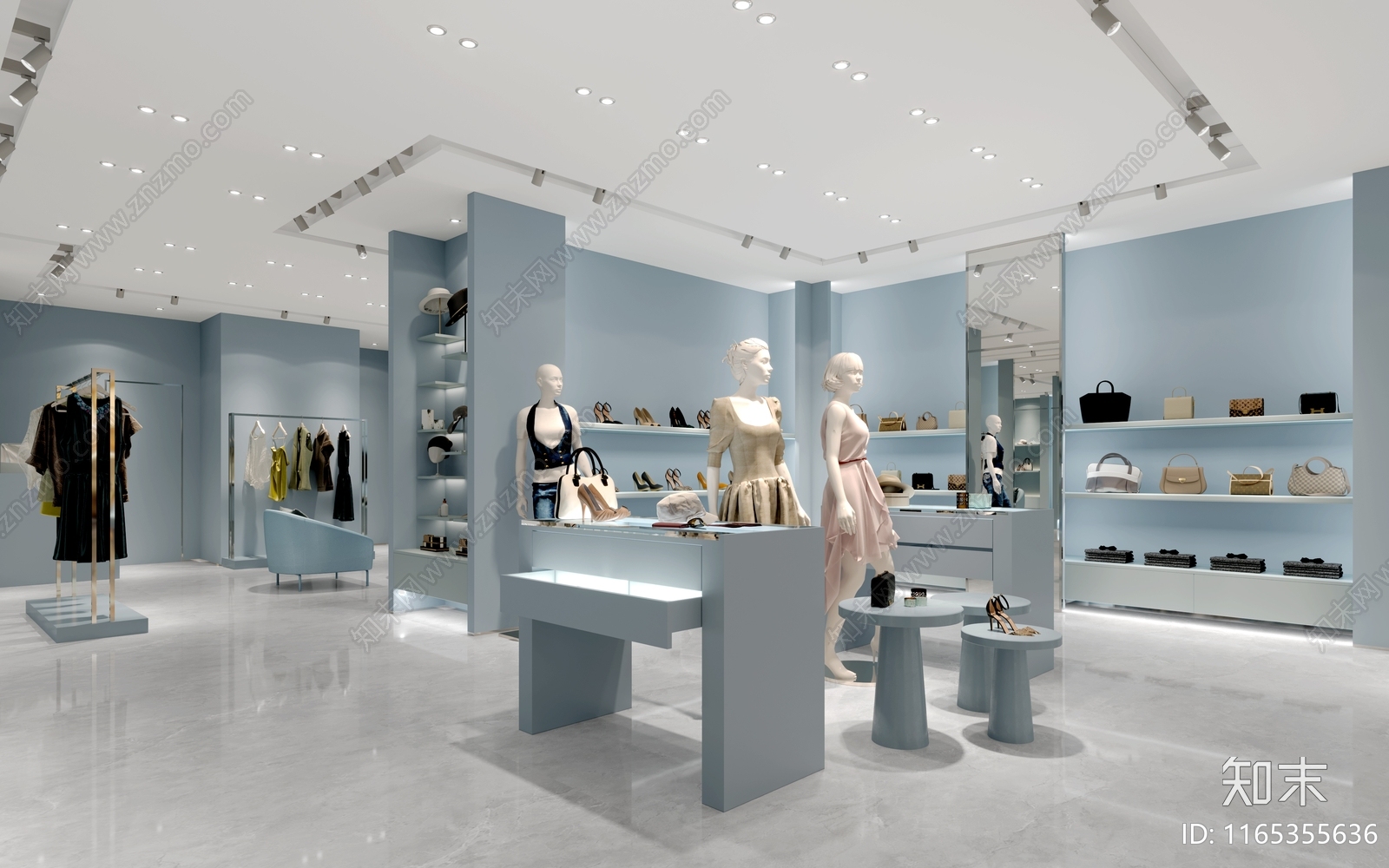 现代服装店cad施工图下载【ID:1165355636】