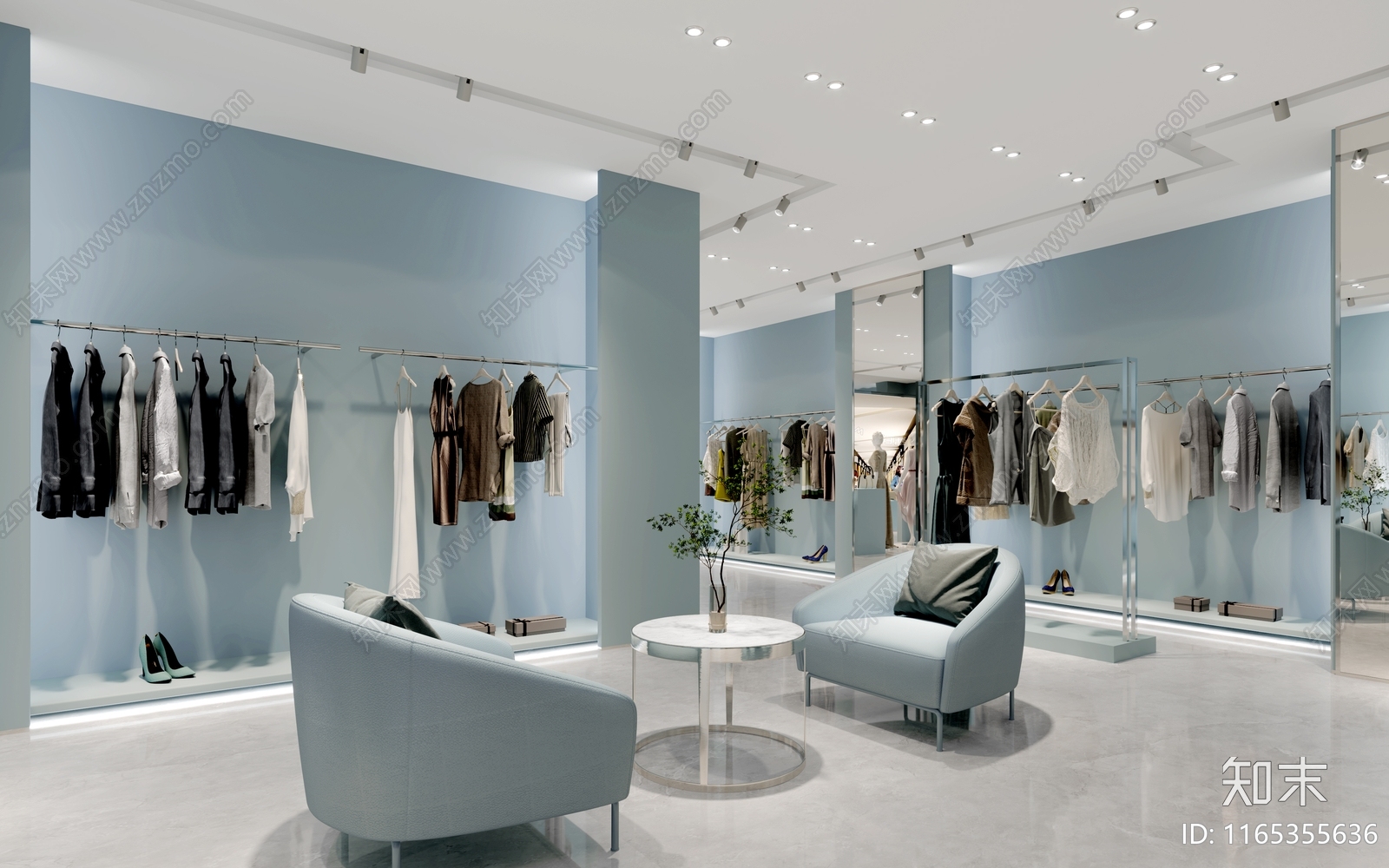 现代服装店cad施工图下载【ID:1165355636】