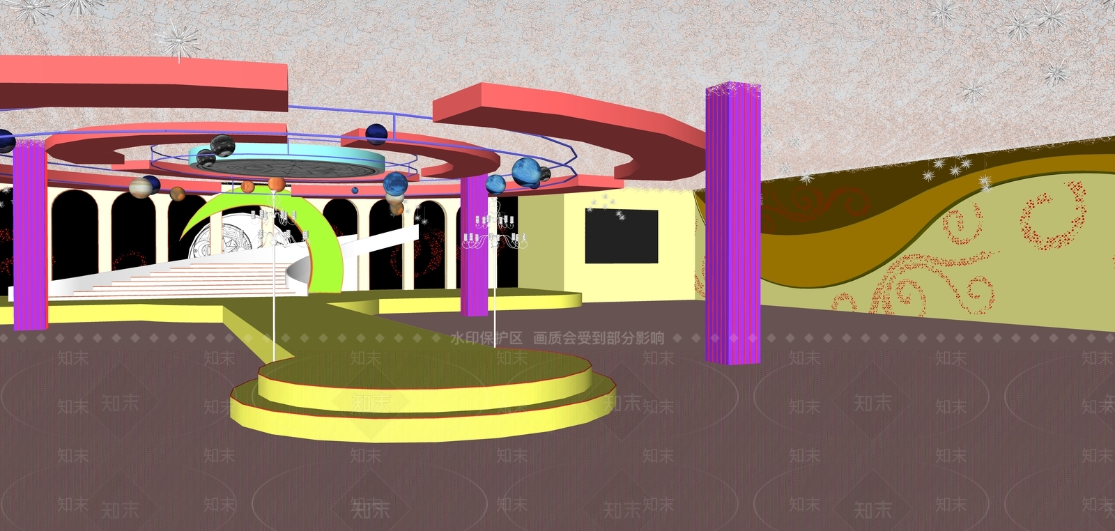 现代轻奢宴会厅SU模型下载【ID:1165370291】