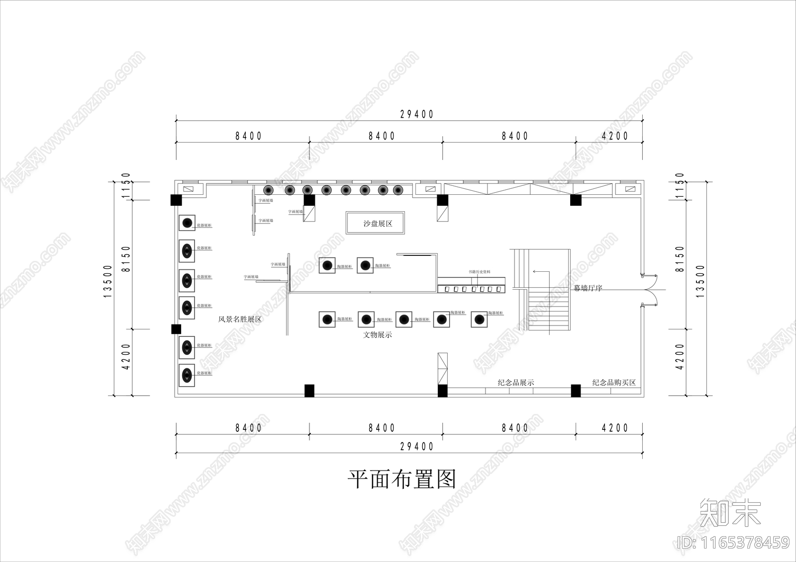新中式展厅cad施工图下载【ID:1165378459】