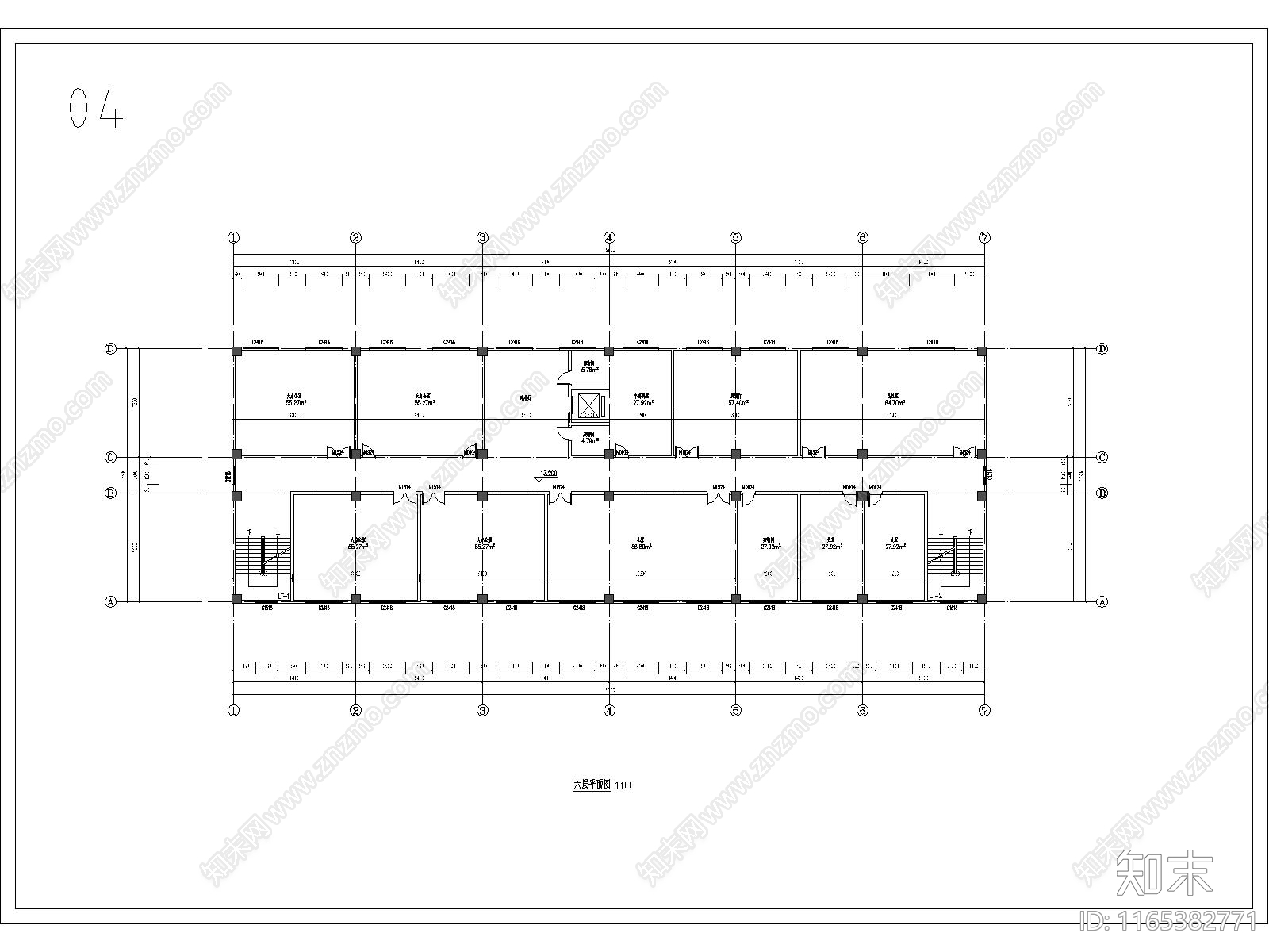 现代办公楼建筑cad施工图下载【ID:1165382771】