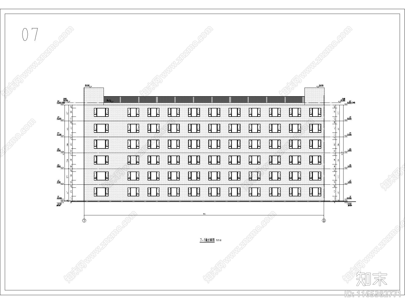 现代办公楼建筑cad施工图下载【ID:1165382771】