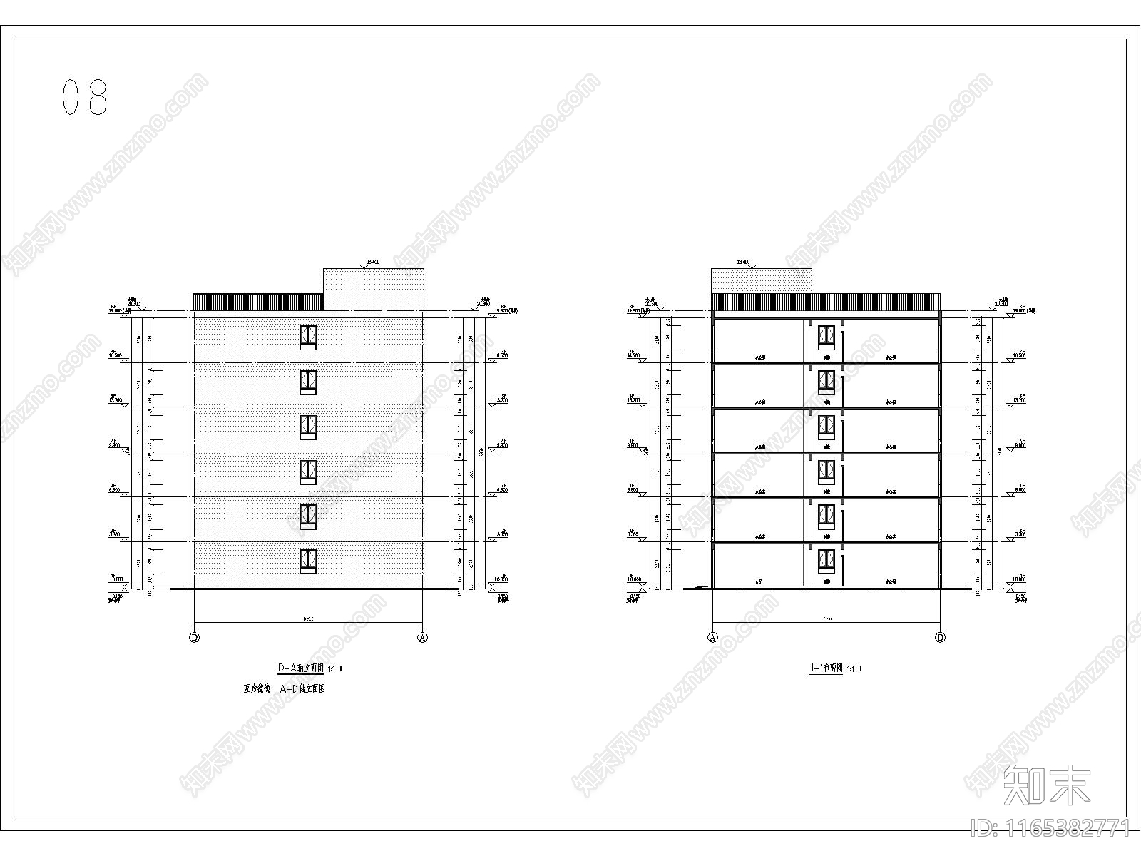 现代办公楼建筑cad施工图下载【ID:1165382771】