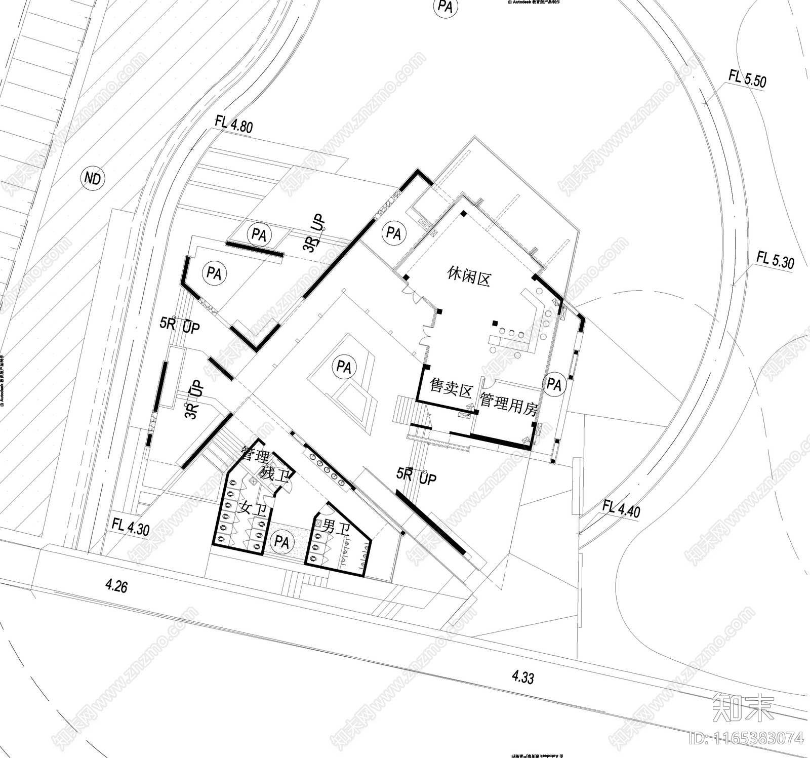 现代公园景观cad施工图下载【ID:1165383074】