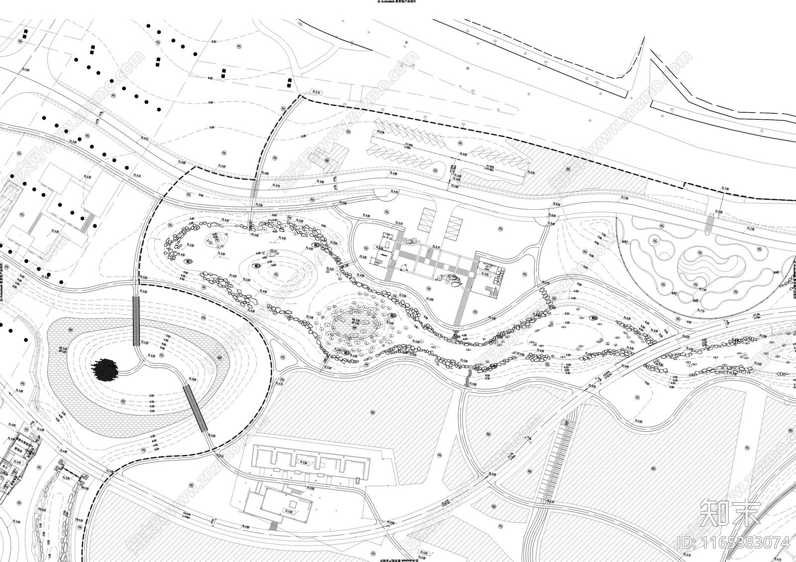 现代公园景观cad施工图下载【ID:1165383074】