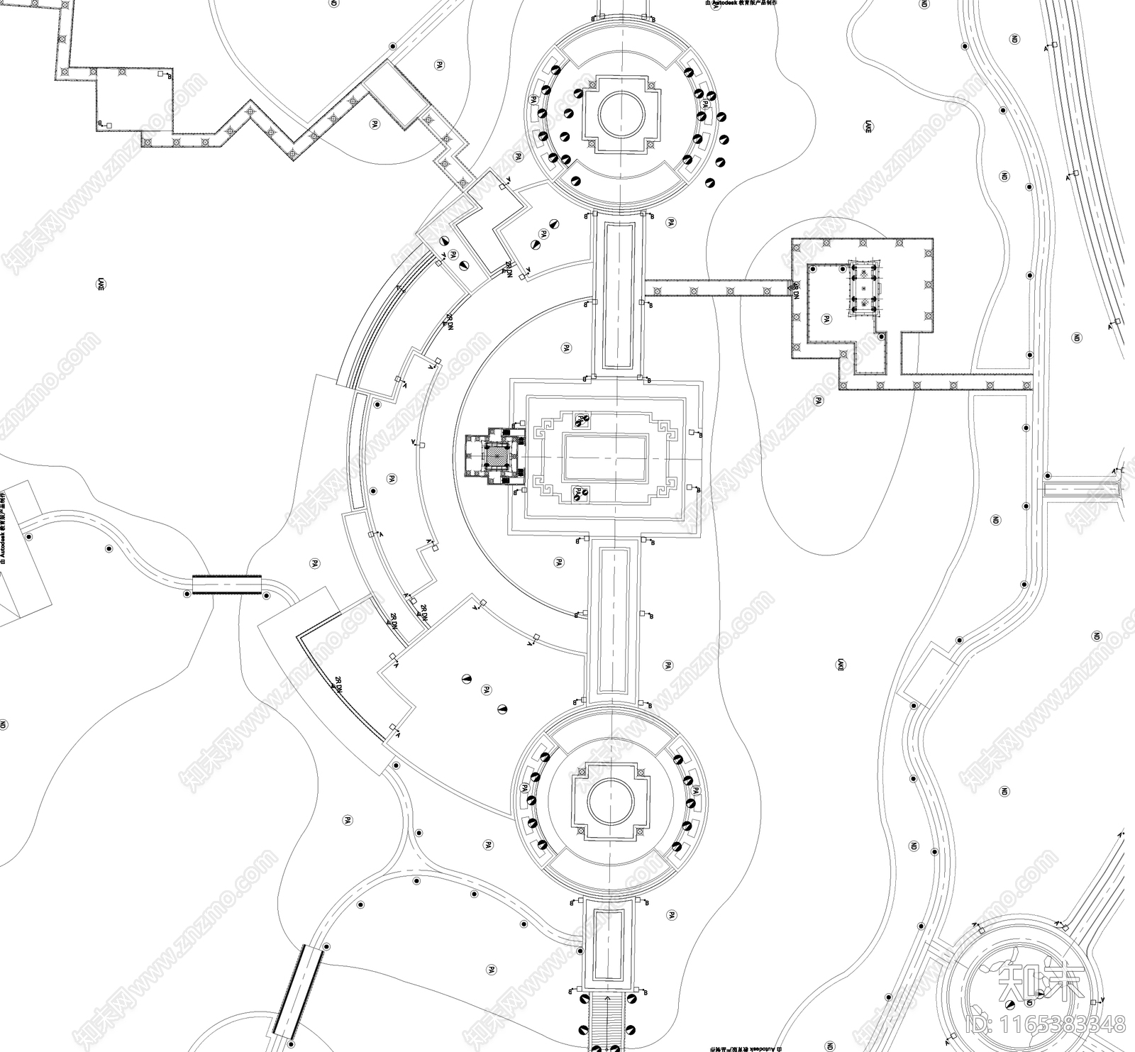 现代公园景观cad施工图下载【ID:1165383348】