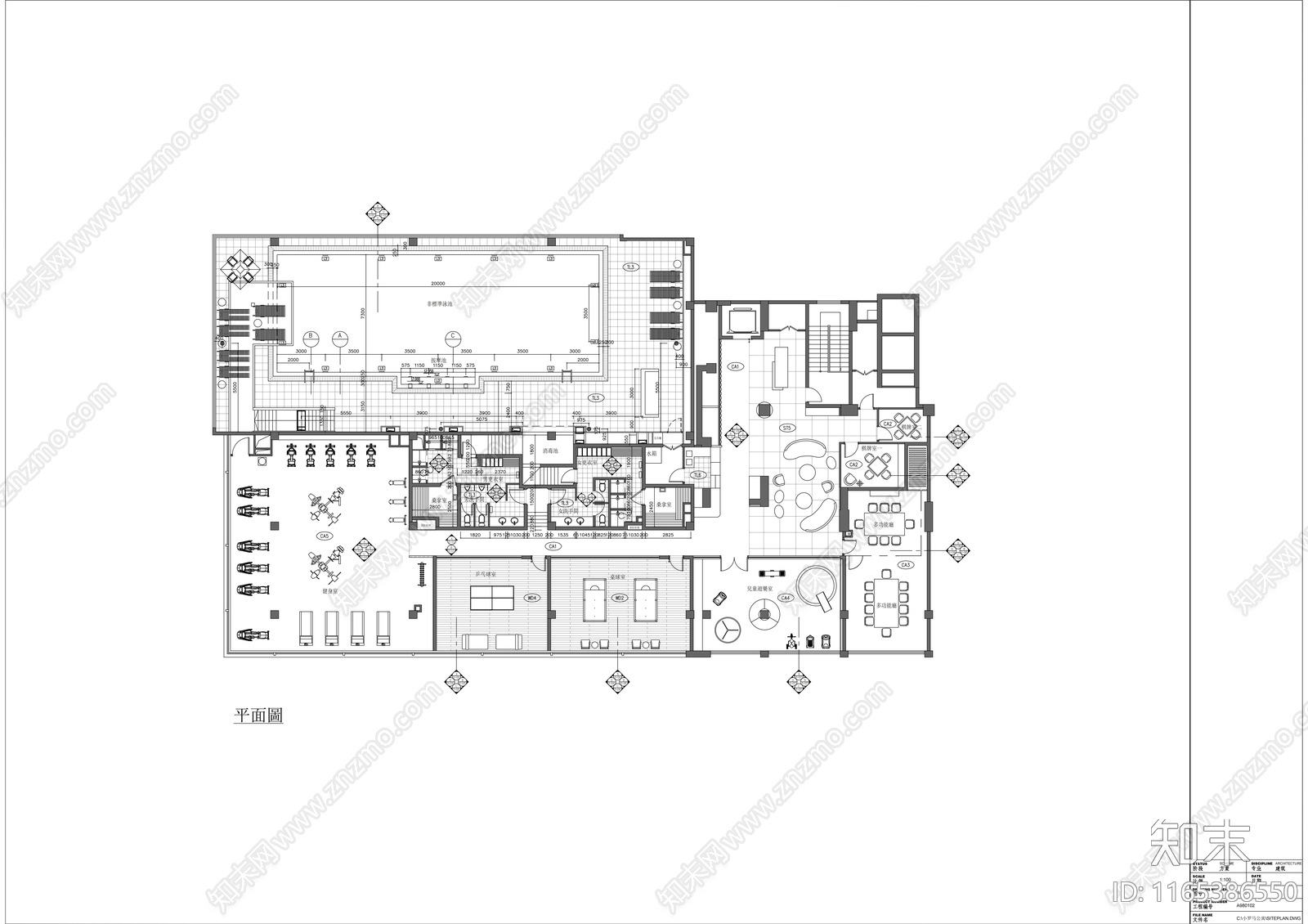 现代会所cad施工图下载【ID:1165386550】