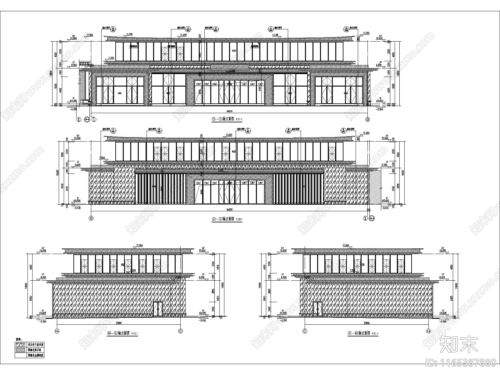 现代新中式售楼处建筑施工图下载【ID:1165387880】