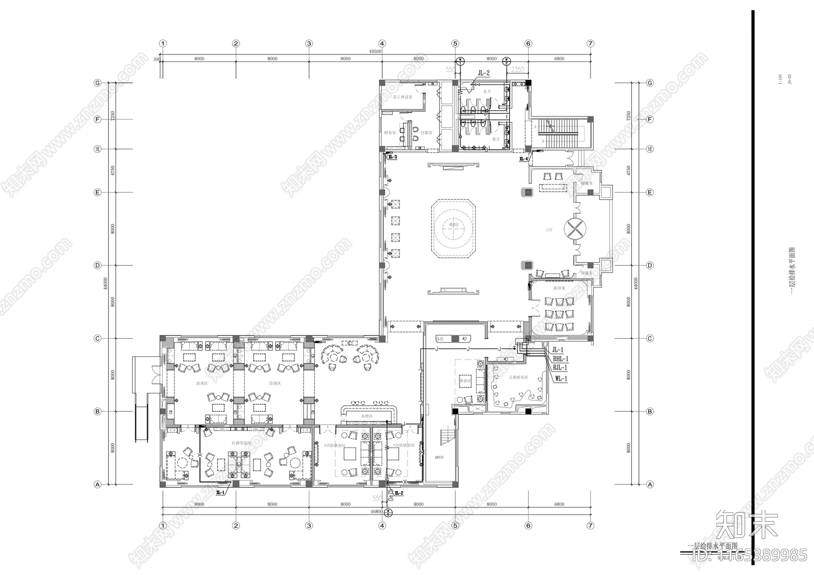 现代会所cad施工图下载【ID:1165389985】
