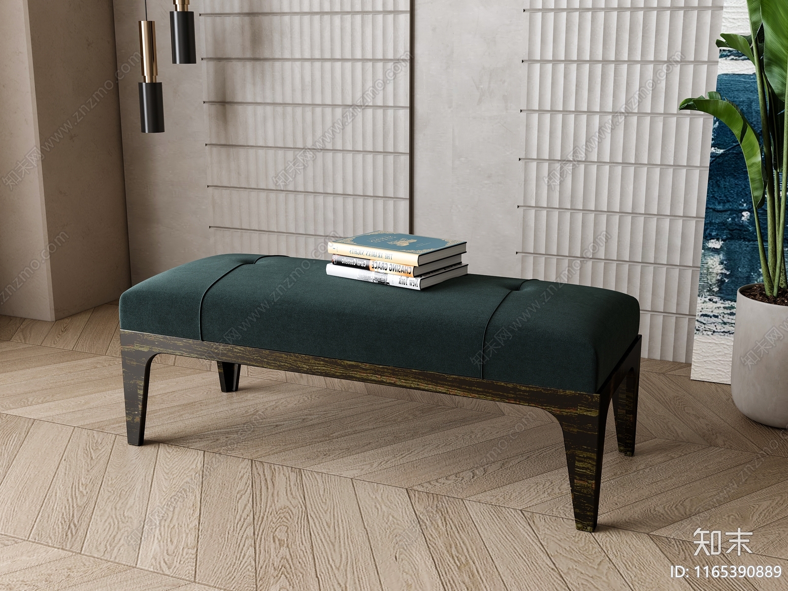 美式沙发凳3D模型下载【ID:1165390889】
