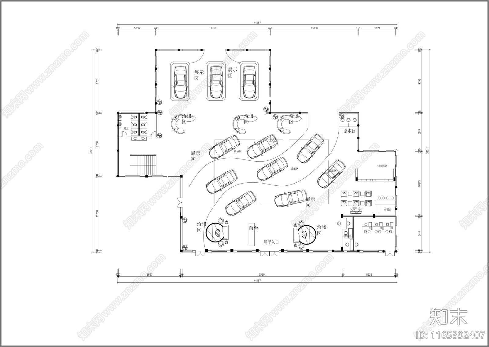 现代展厅cad施工图下载【ID:1165392407】