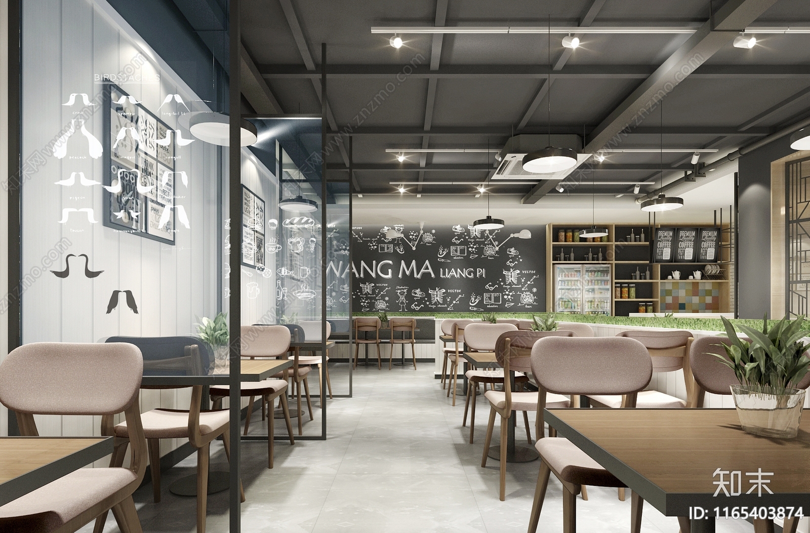 现代茶餐厅cad施工图下载【ID:1165403874】