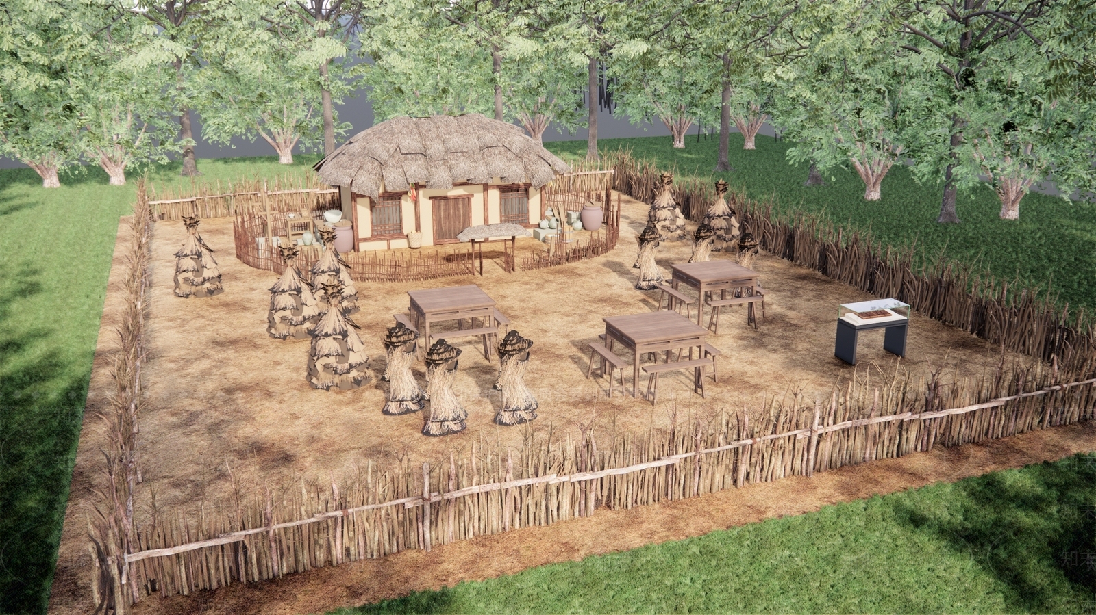 中式乡村庭院SU模型下载【ID:1165407025】
