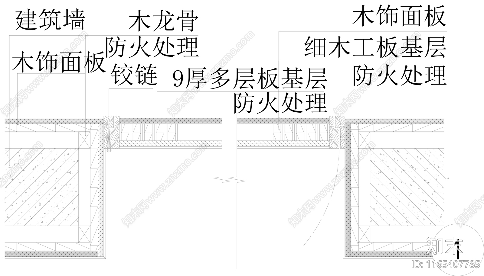 现代门节点cad施工图下载【ID:1165407785】