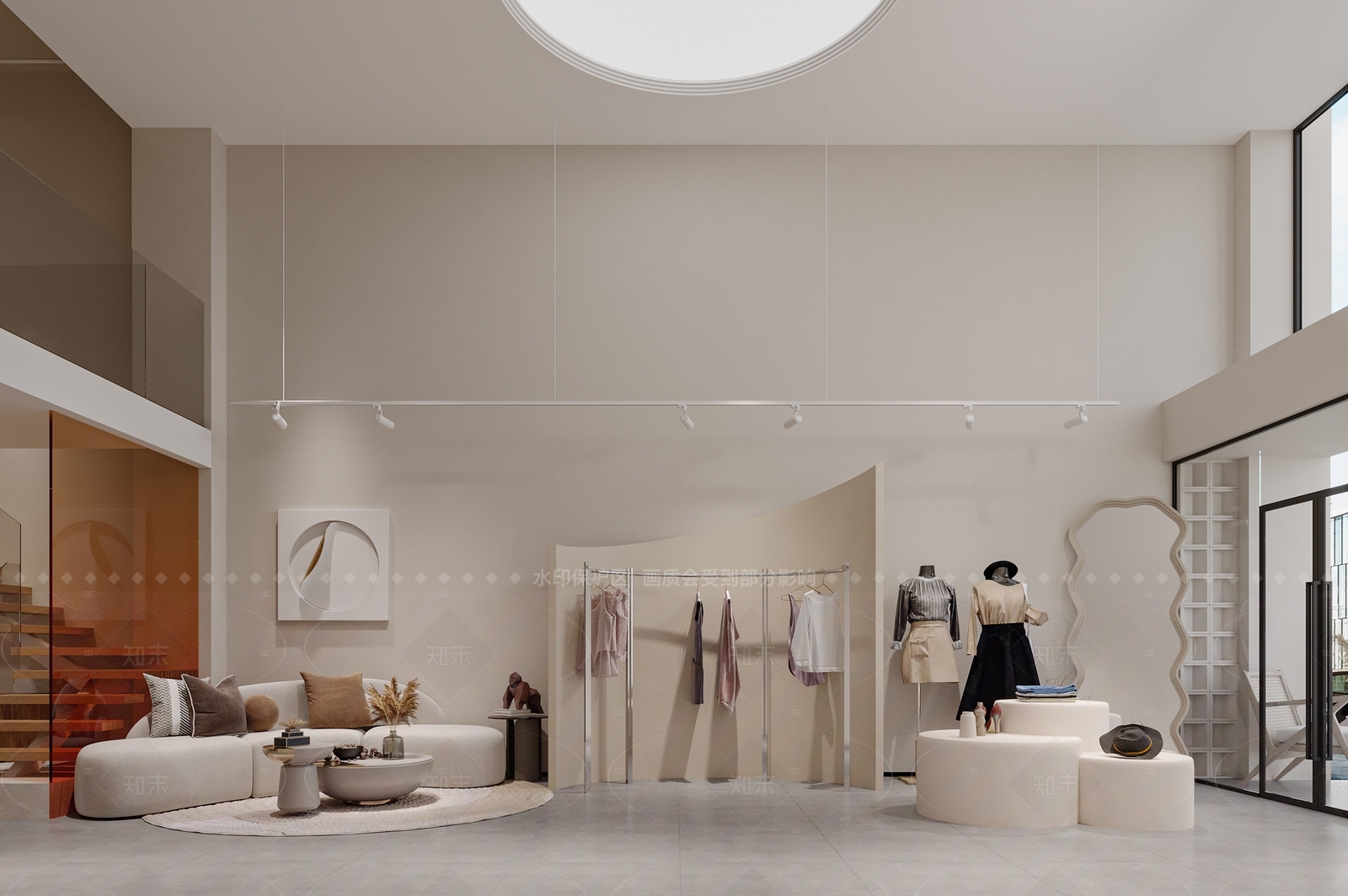 现代奶油服装店3D模型下载【ID:1165409868】
