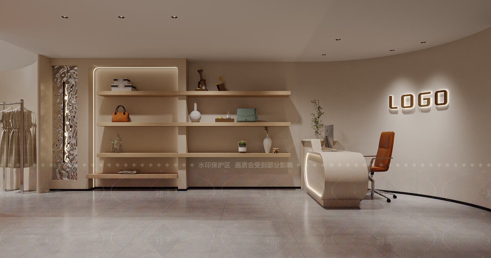 现代奶油服装店3D模型下载【ID:1165409868】