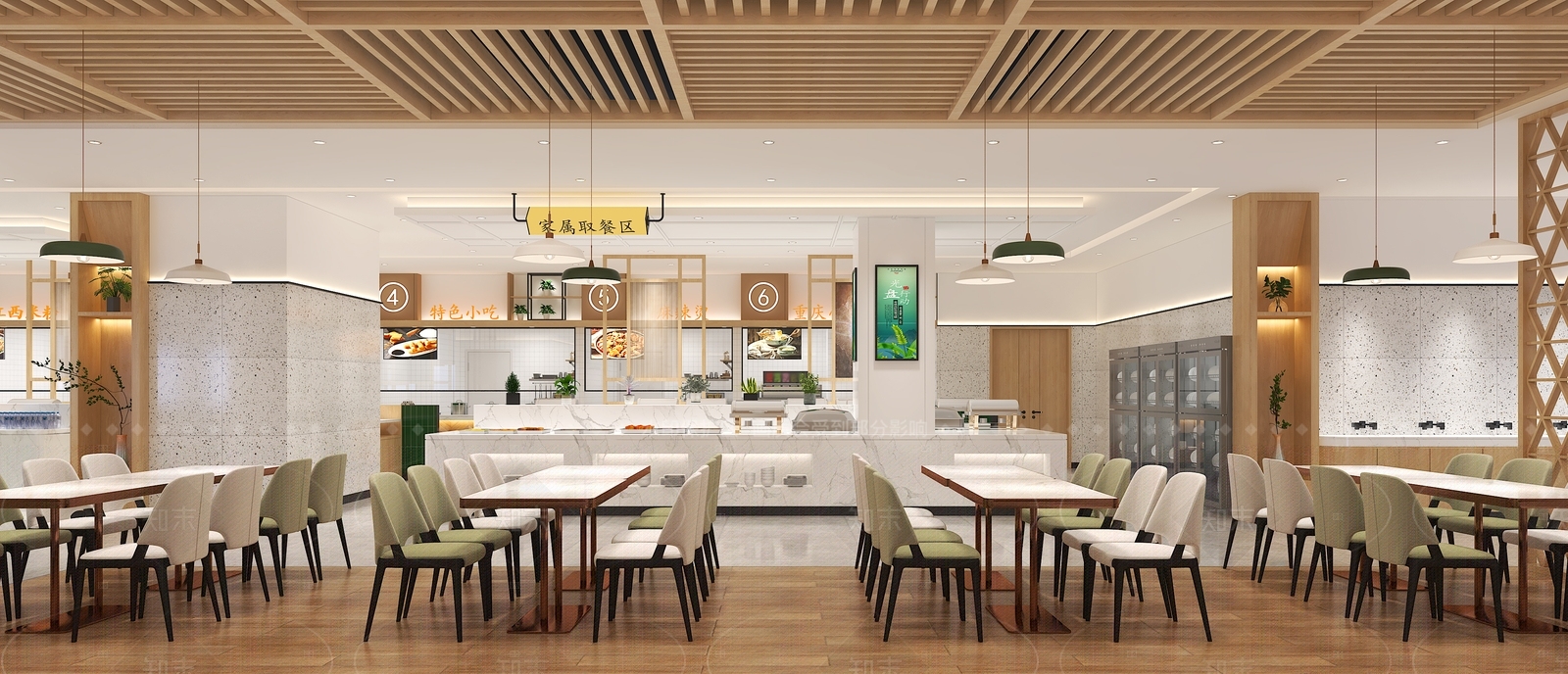 现代原木食堂3D模型下载【ID:1165414733】