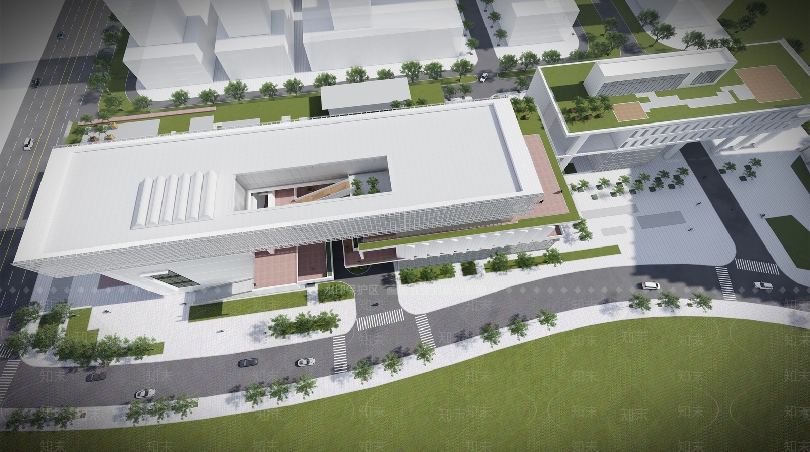 现代展览馆建筑SU模型下载【ID:1165439605】