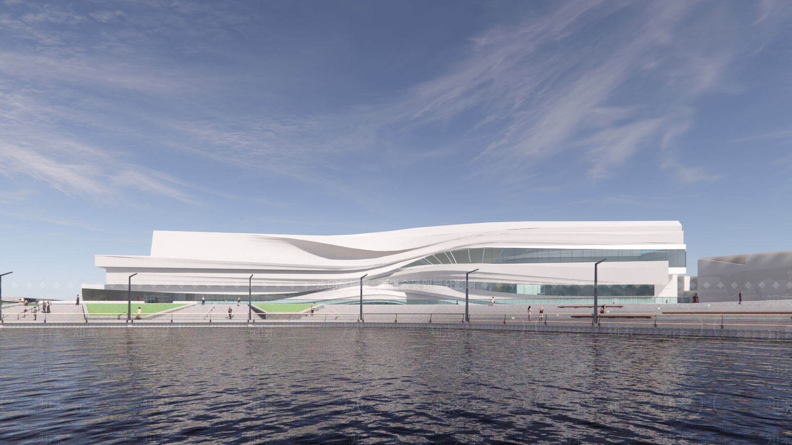 现代展览馆建筑SU模型下载【ID:1165445678】