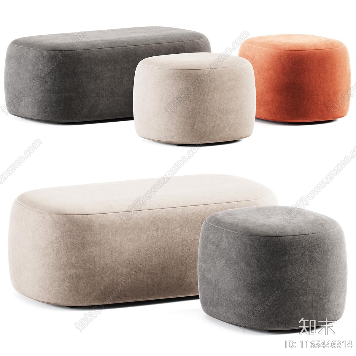 现代新中式沙发凳3D模型下载【ID:1165446314】