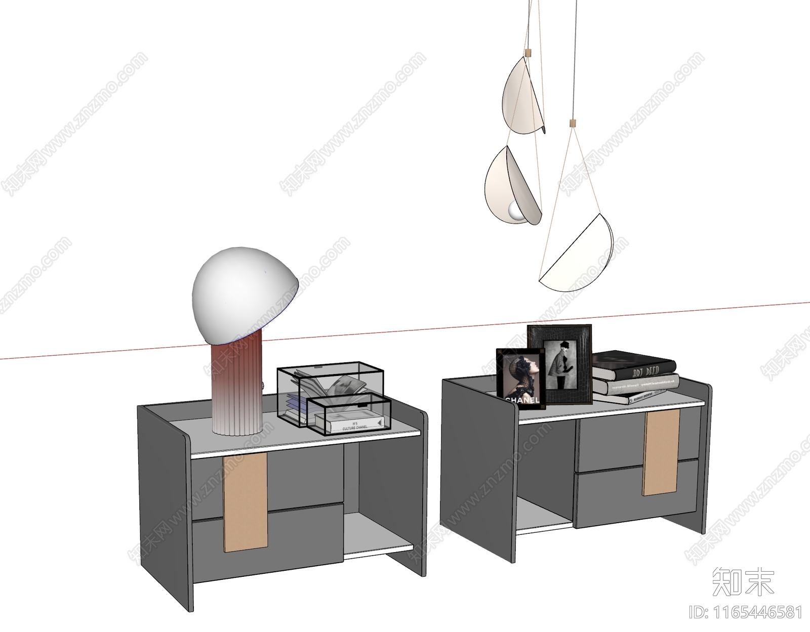 现代极简床头柜SU模型下载【ID:1165446581】