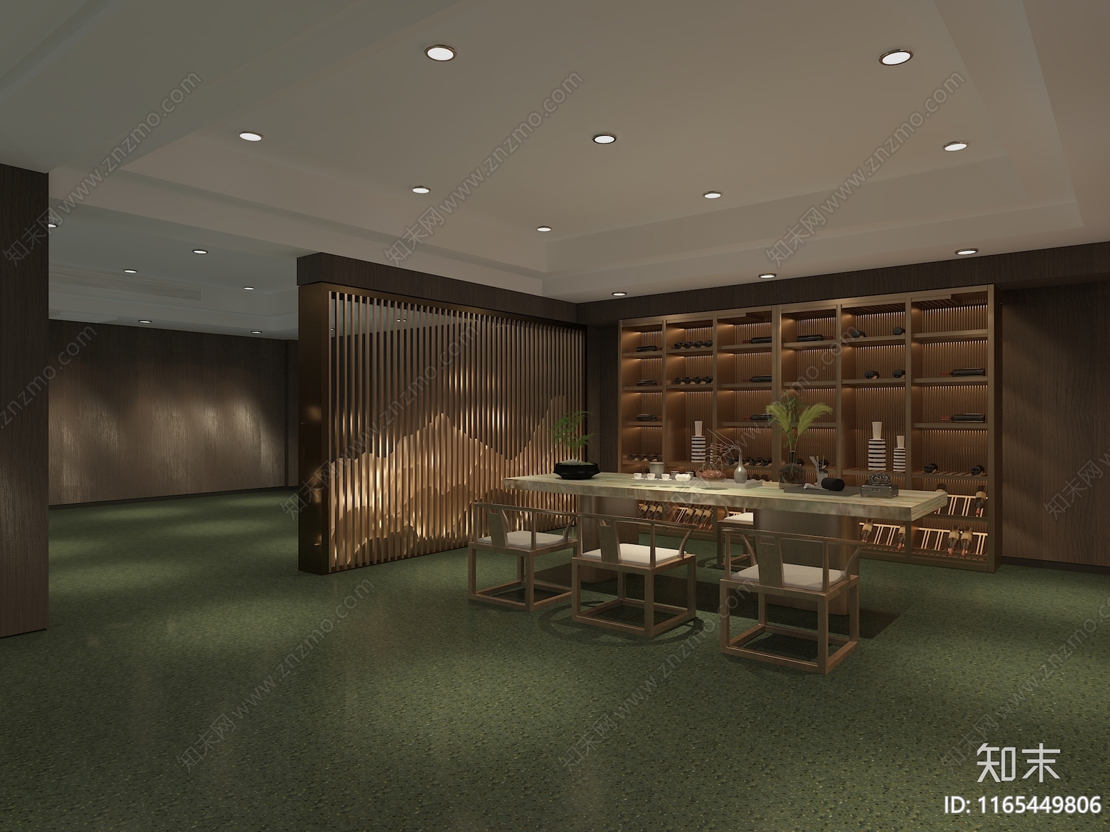 现代新中式茶餐厅3D模型下载【ID:1165449806】