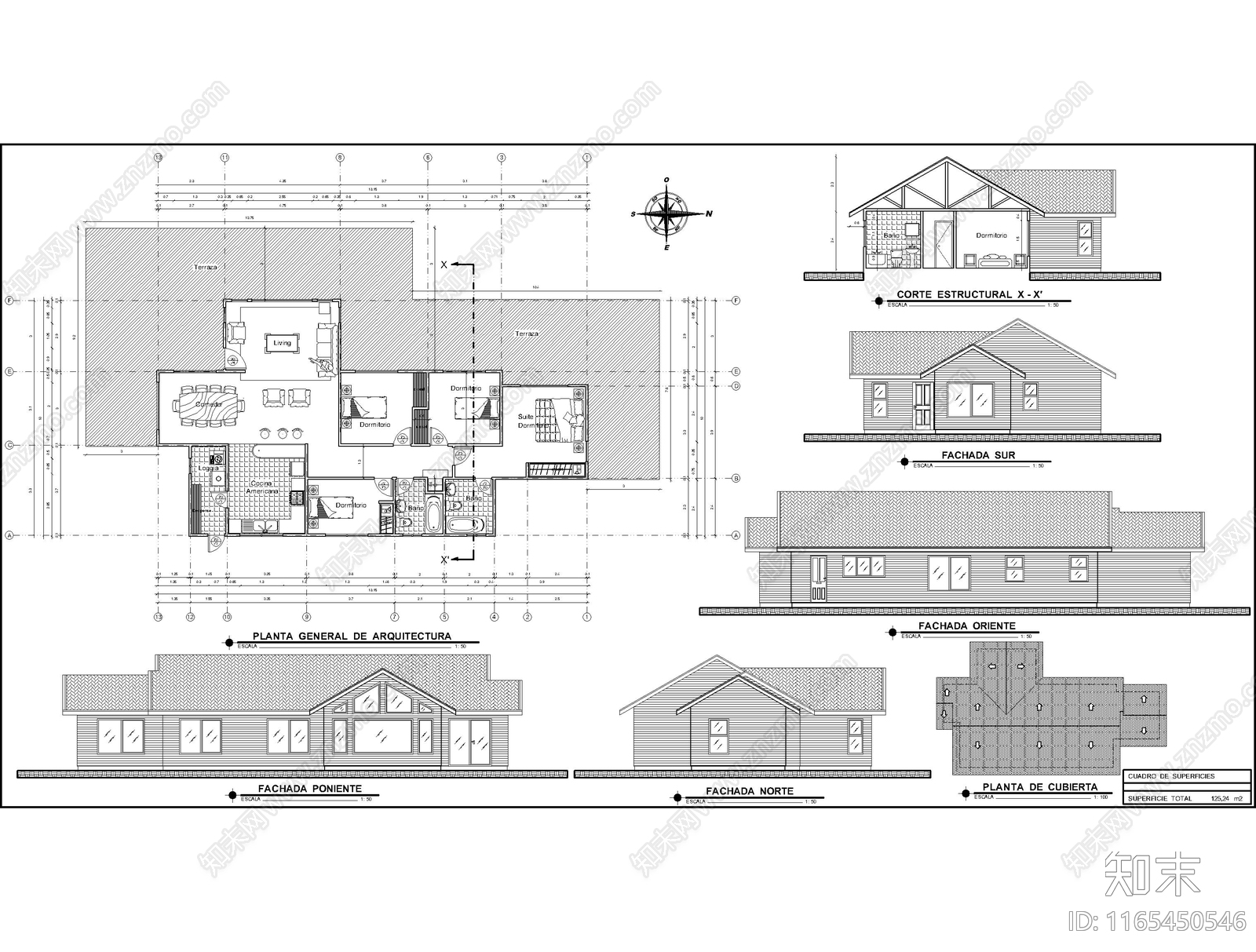 现代住宅楼建筑施工图下载【ID:1165450546】