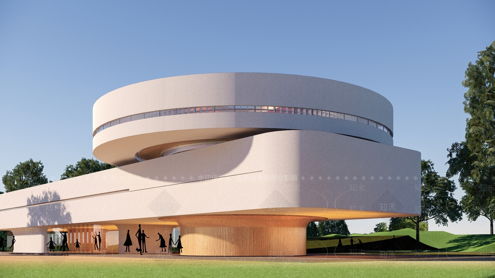 现代展览馆建筑SU模型下载【ID:1165452126】