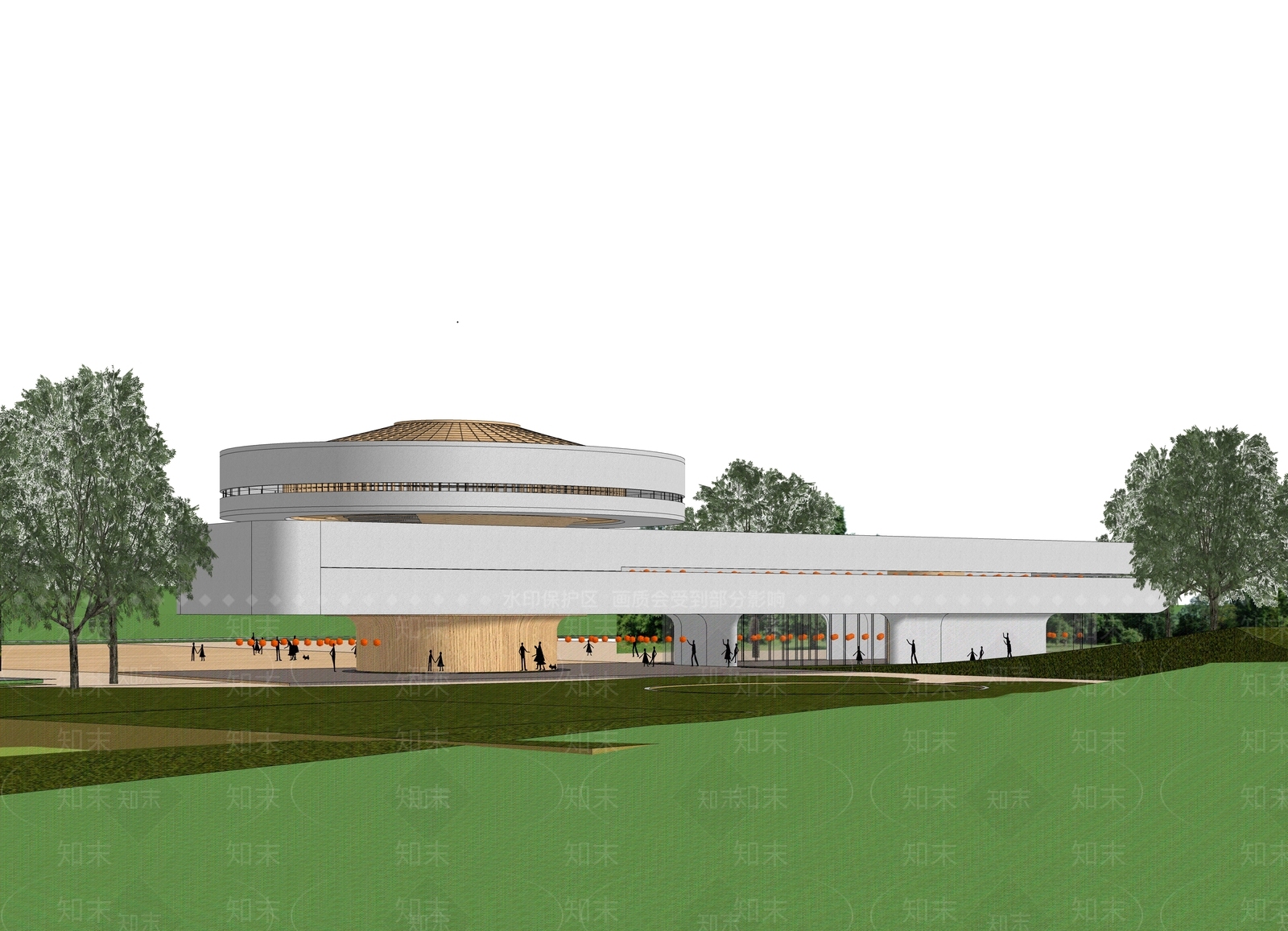 现代展览馆建筑SU模型下载【ID:1165452126】