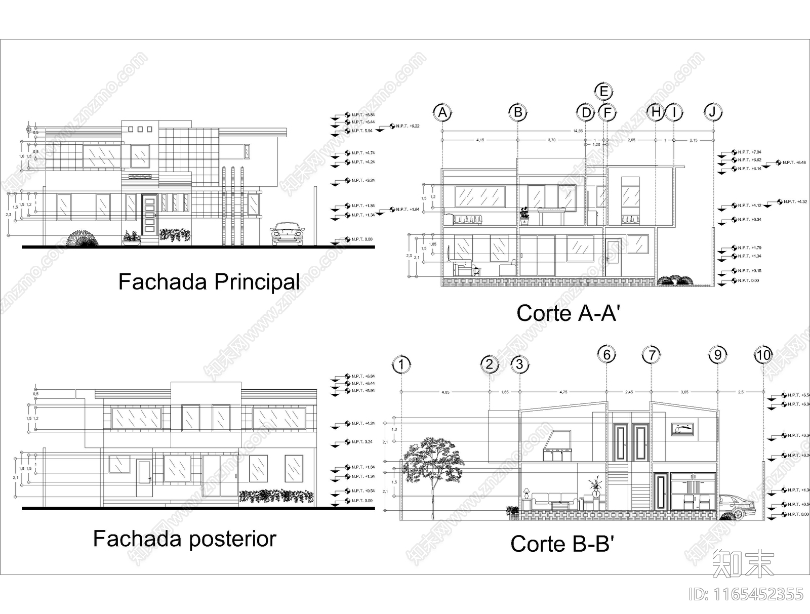 现代住宅楼建筑cad施工图下载【ID:1165452355】