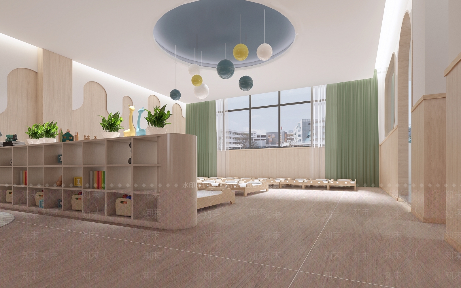 现代原木幼儿园3D模型下载【ID:1165453649】