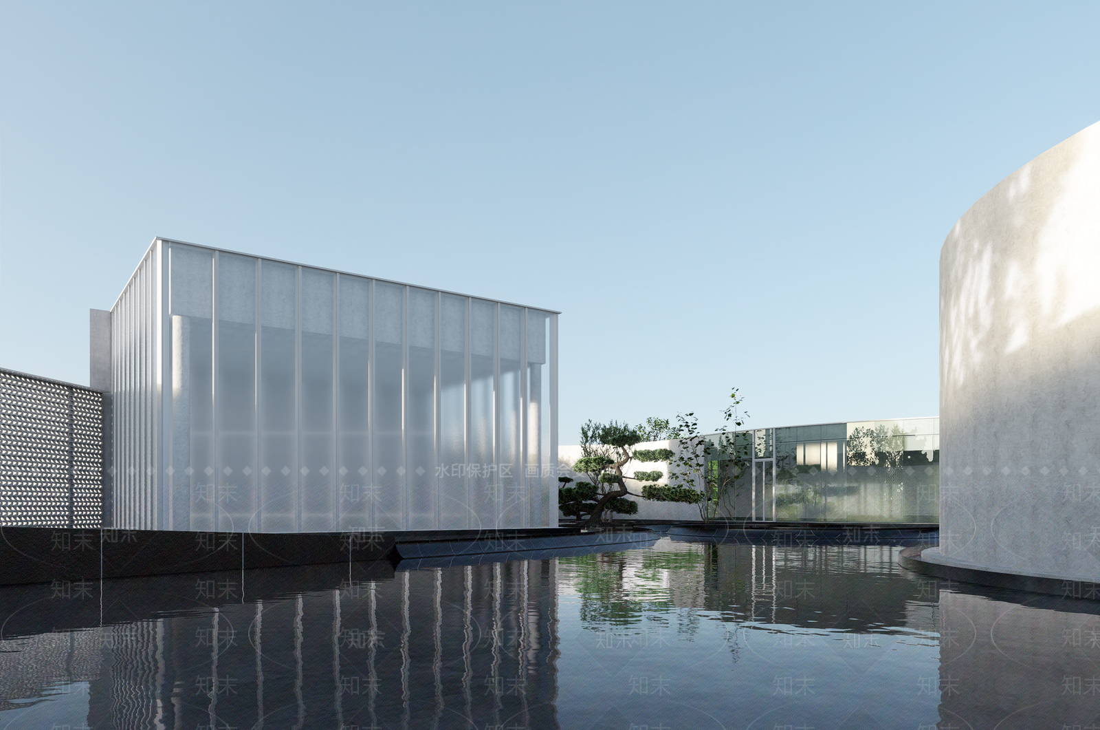 现代展览馆建筑SU模型下载【ID:1165455473】