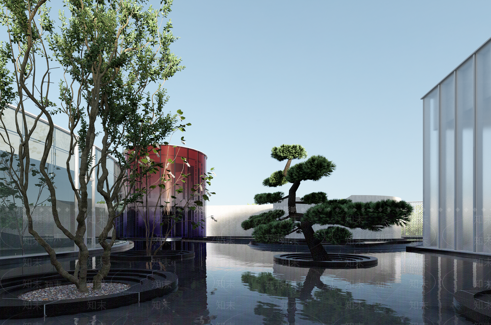 现代展览馆建筑SU模型下载【ID:1165455473】