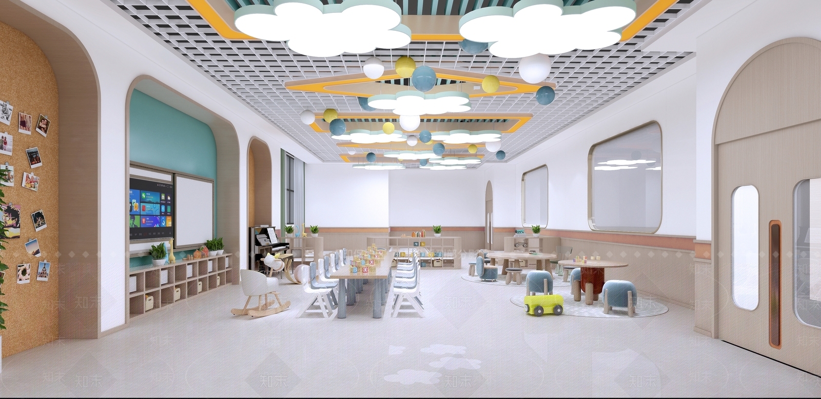 现代北欧幼儿园3D模型下载【ID:1165455608】