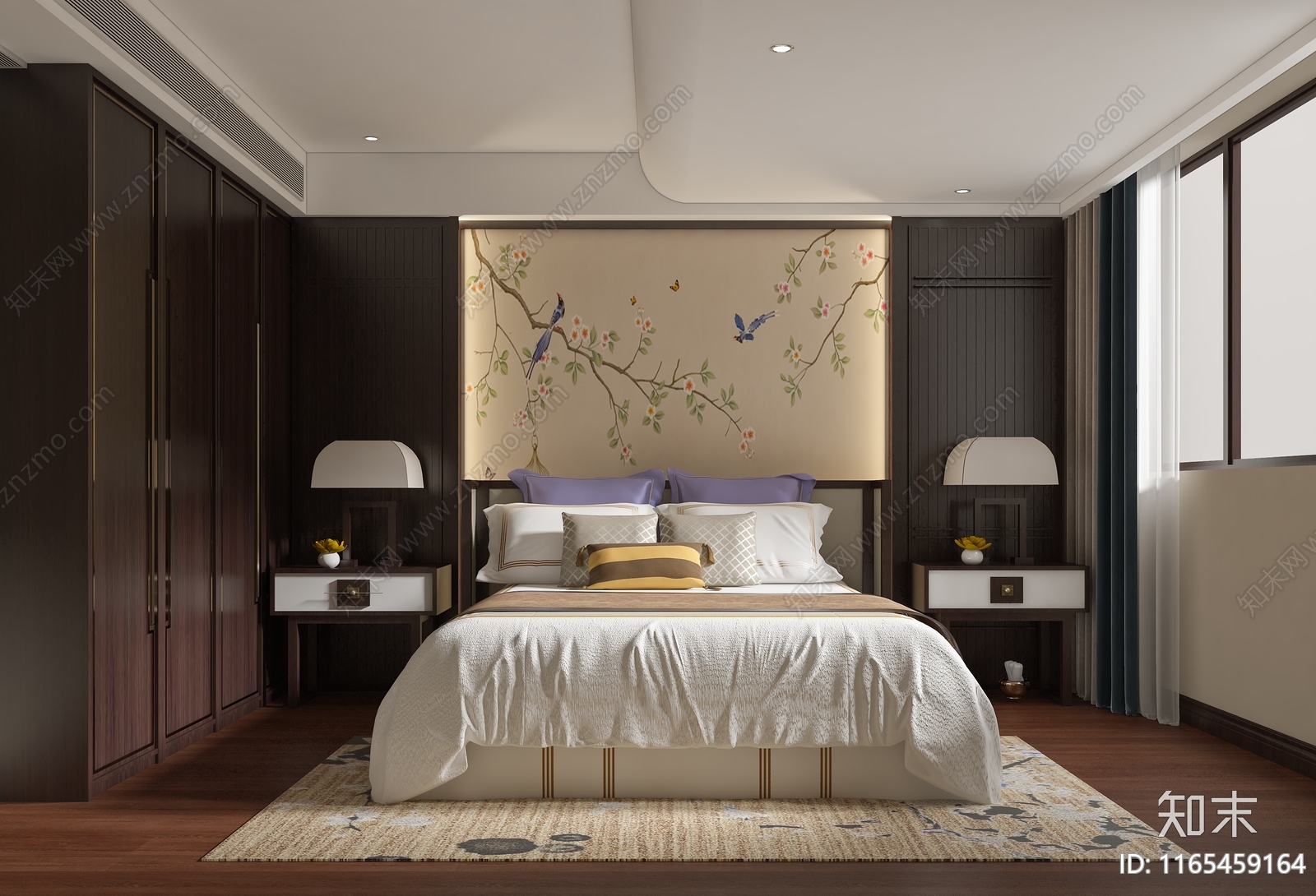新中式中式家居卧室3D模型下载【ID:1165459164】